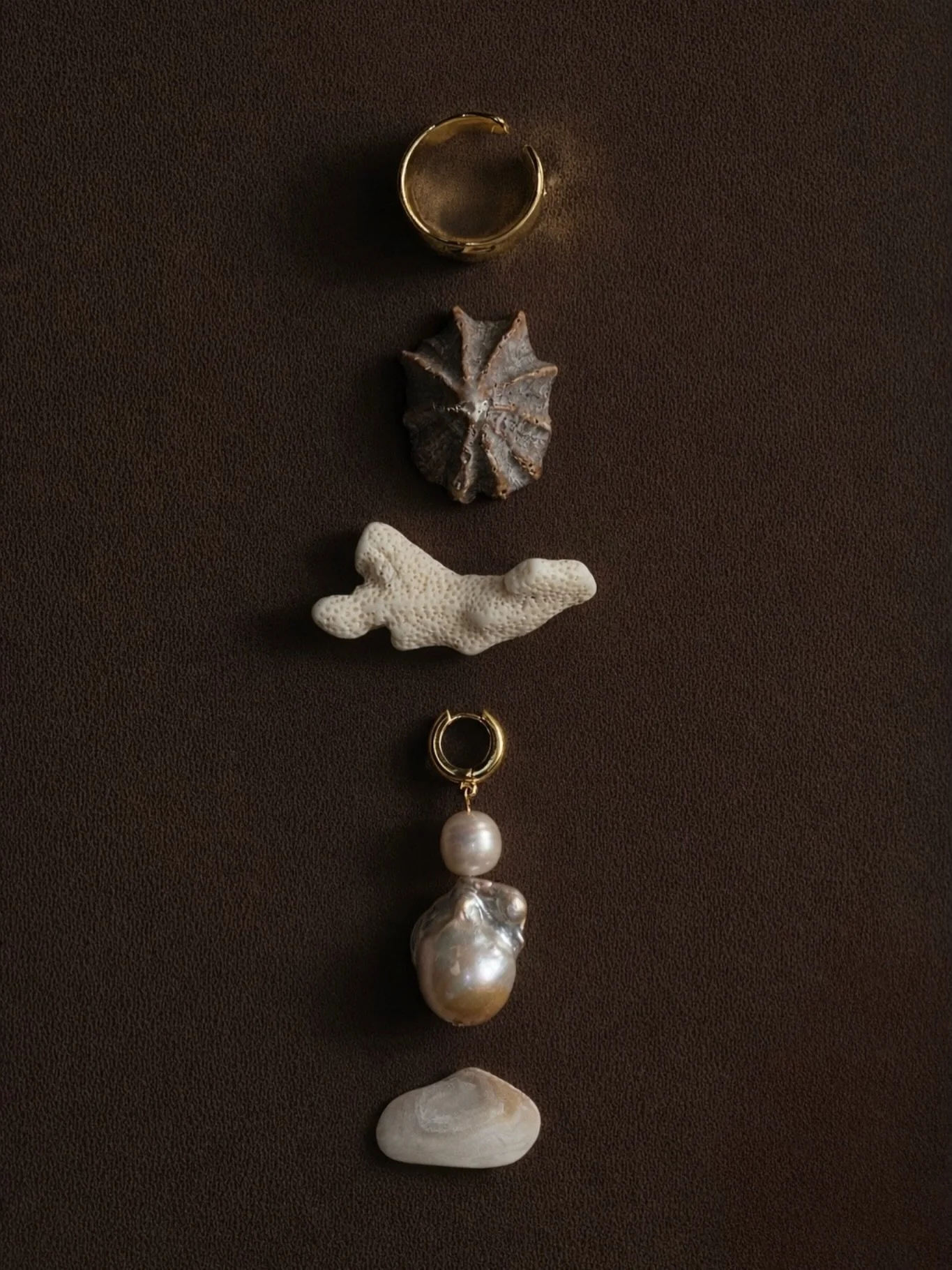 Now online - the &ldquo;Keshi&rdquo; pearl earrings. A pair of sculptural drop earrings featuring natural keshi pearls suspended beneath soft freshwater pearls. Each pearl is uniquely shaped, revealing the organic beauty and quiet irregularity found 