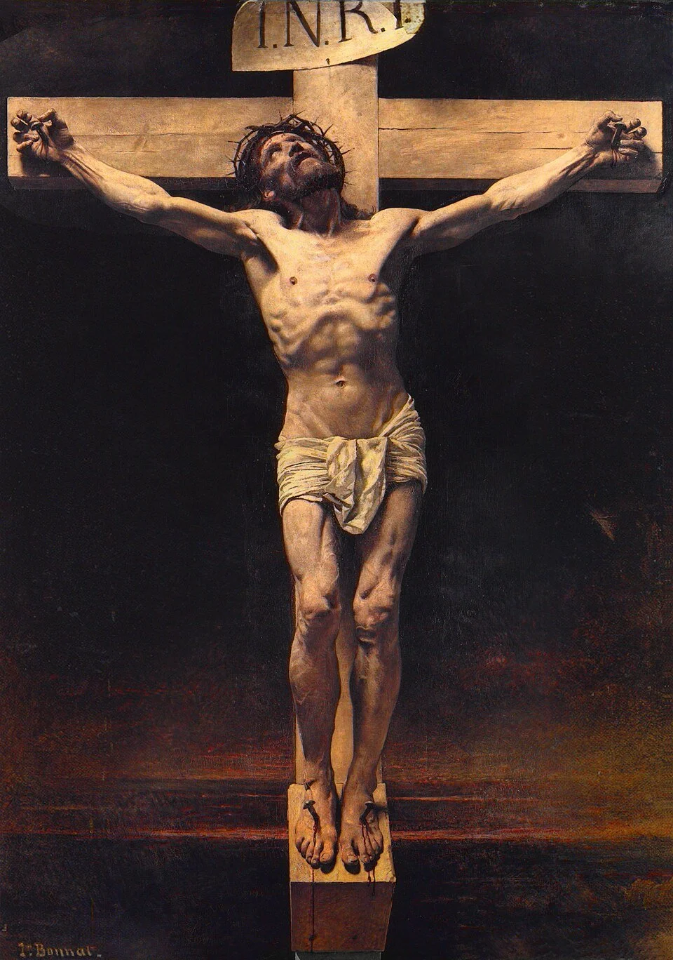 Leon Bonnat's artwork of Jesus at the cross, looking to the heavens.