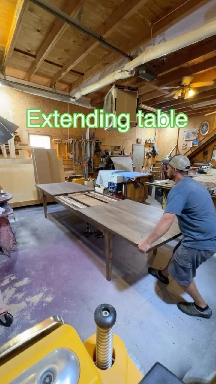 Check out this dining table…
It extends from 103” all the way to 153” with both leaves…it’s a biggun! Everything made from hard maple and finished with @rubiomonocoatusa “black”. The extending hardware is