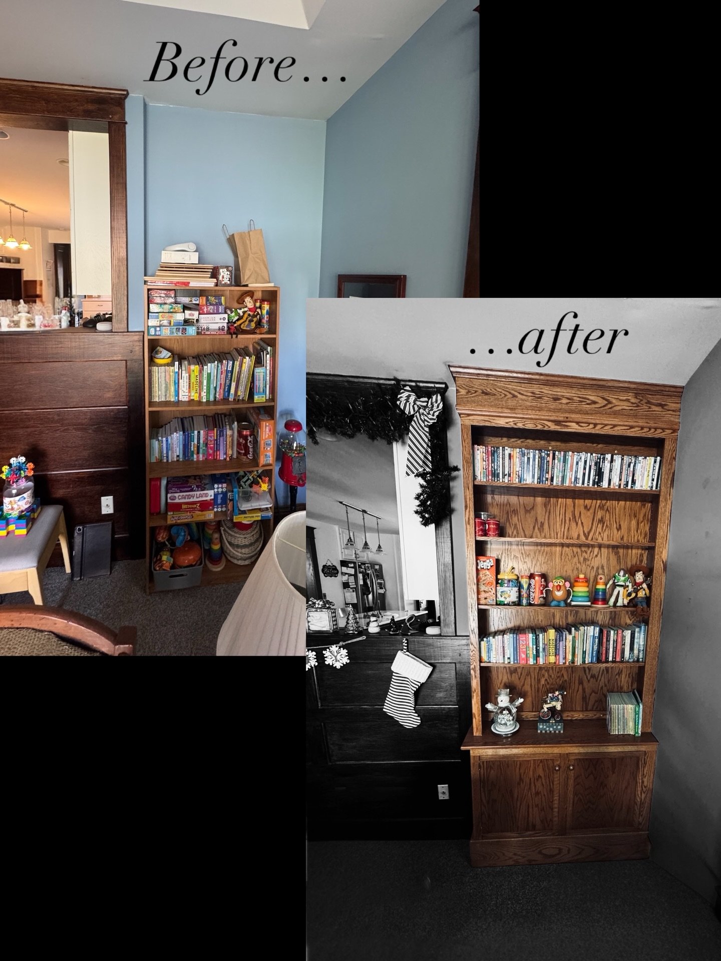 Floor to ceiling built-in to beaf up the grandkids&rsquo; toy storage area in the family room. Made from red oak and designed to match similar built-ins in the room. 

#customcabinetry #builtins #woodworking #madewithkencraft #toystorage