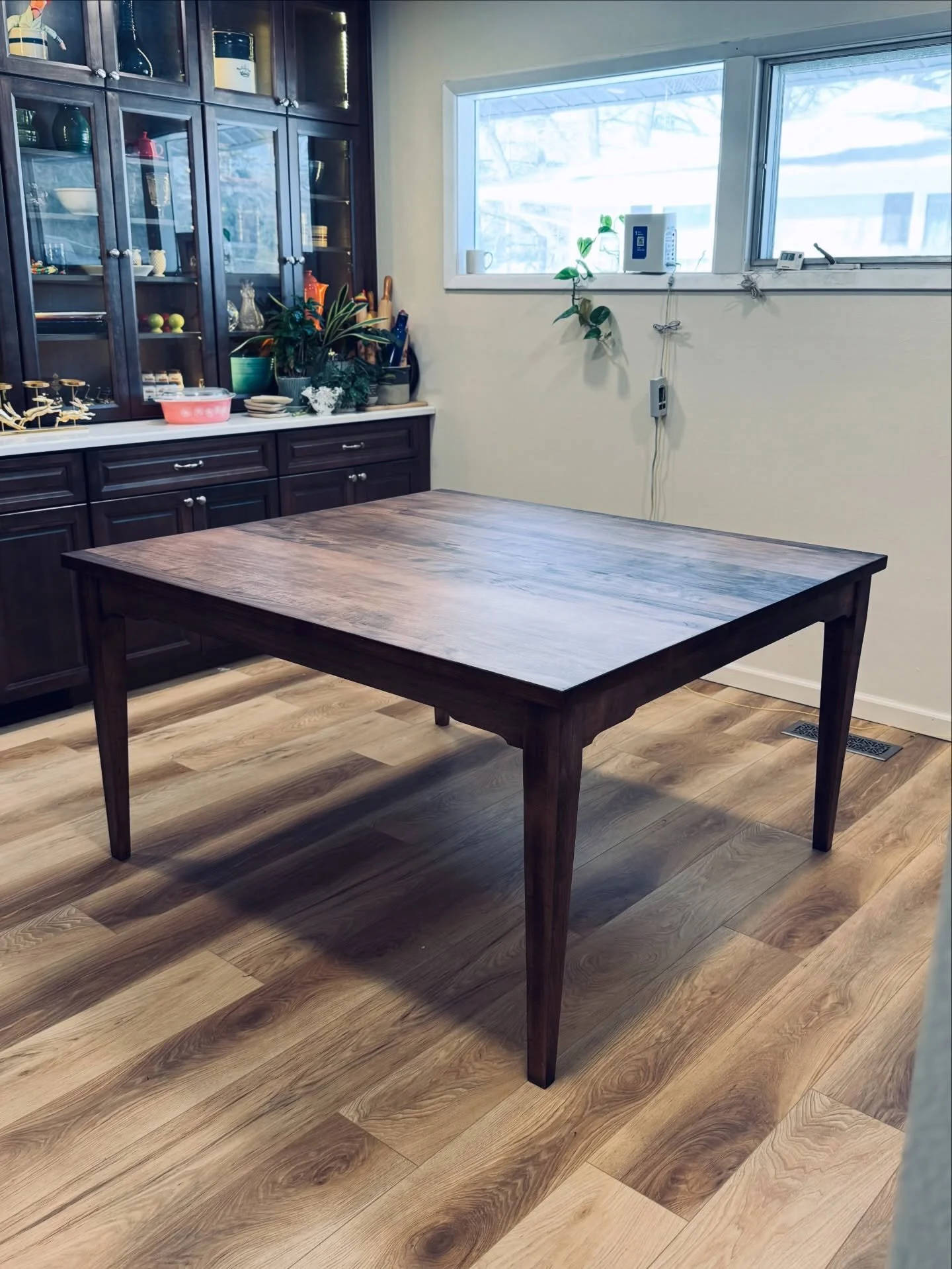 Here is a custom built dining table&hellip;made from solid hard maple and finished with @rubiomonocoatusa oil plus 2c &ldquo;chocolate&rdquo;. The table was built to maximize the space at 56&rdquo; x 51&rdquo;. 

#diningtable #customtable #madewithke