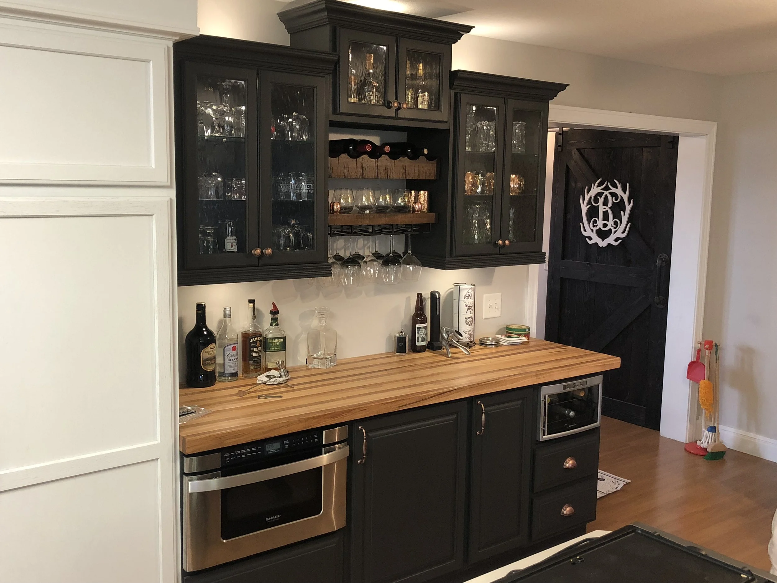 Kitchen bar with butcher block counter