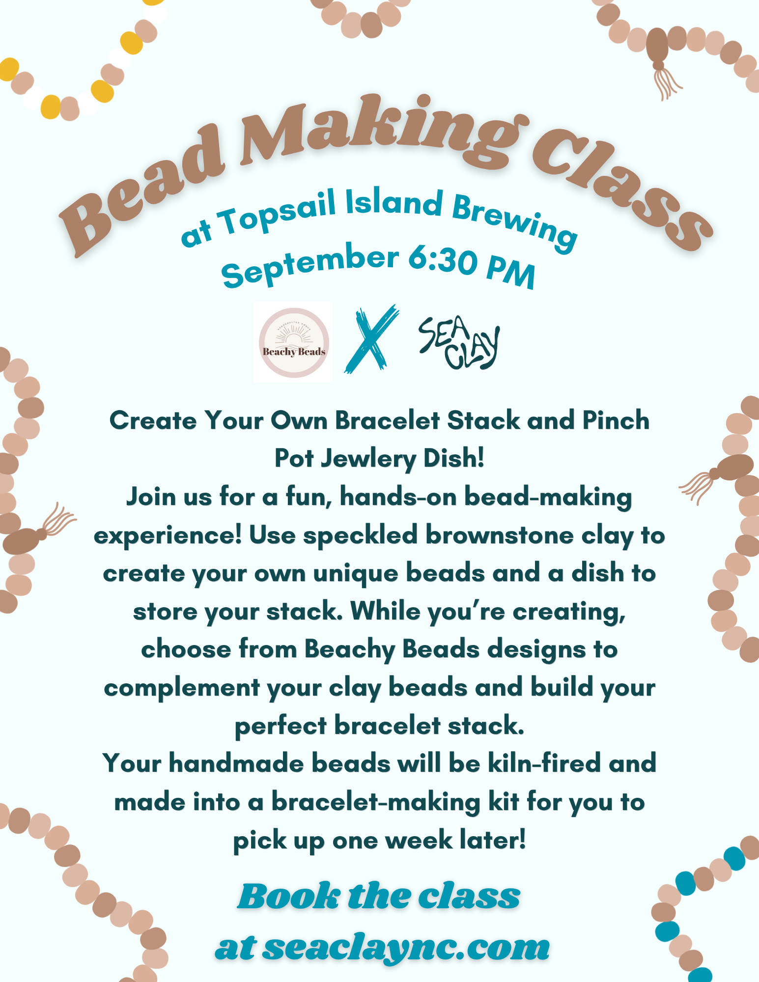 Bead Making and Jewelry Dish Class at Topsail Island Brewing