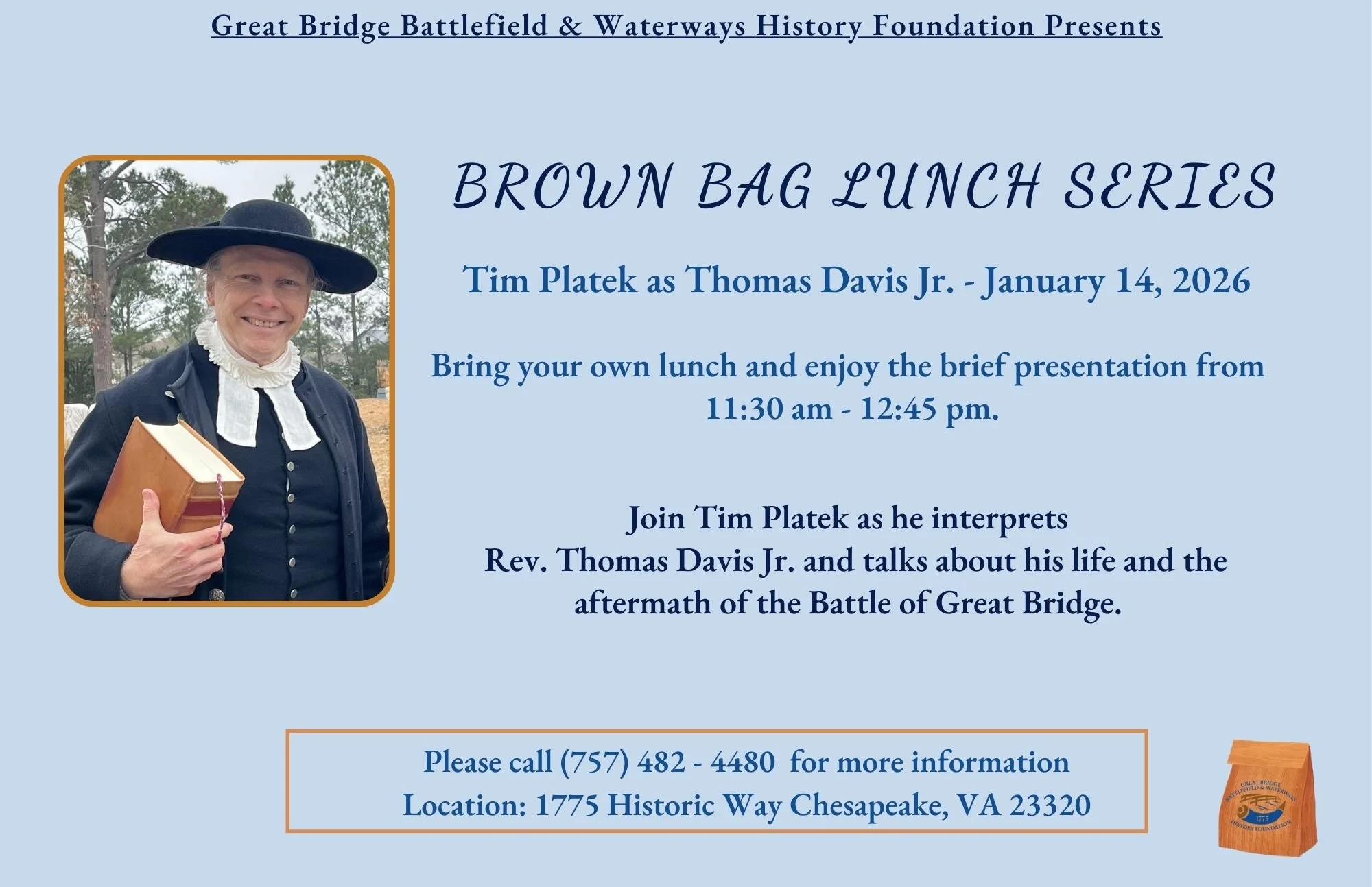 Brown Bag Lunch Series: Tim Platek as Rev. Thomas Davis Jr