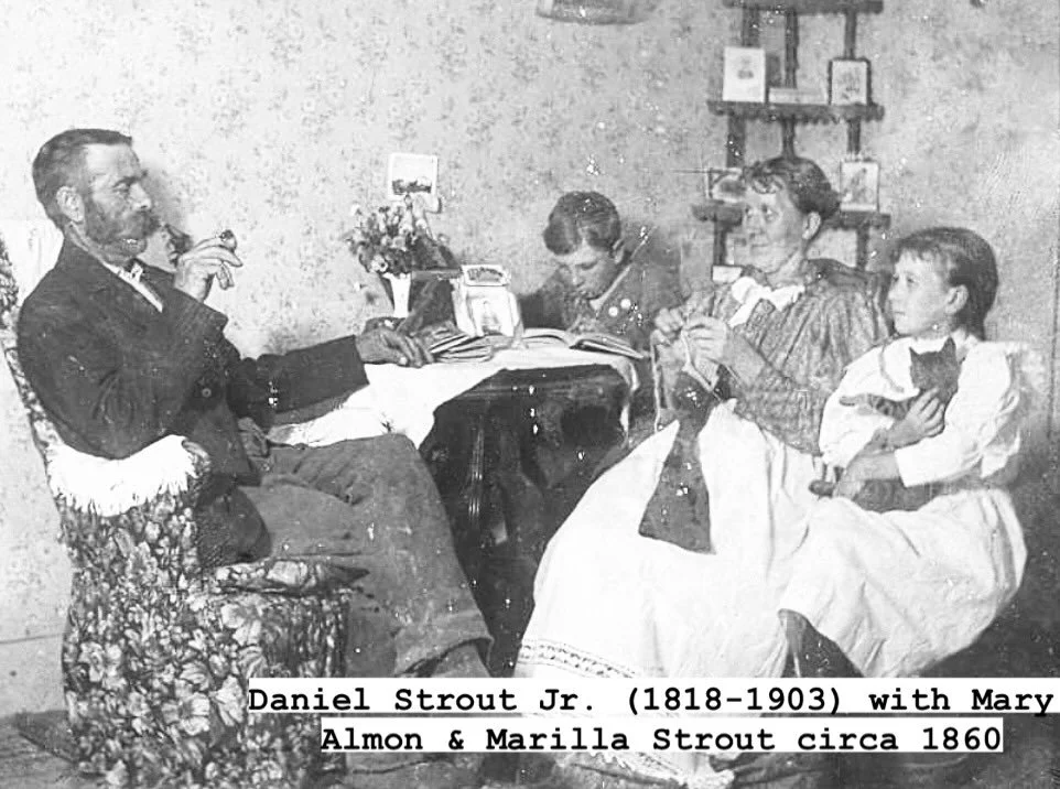 Daniel Strout Jr. (1818-1903) with wife Mary, son Almon & daughter Marilla, circa 1860 ⚓️ 🐋
