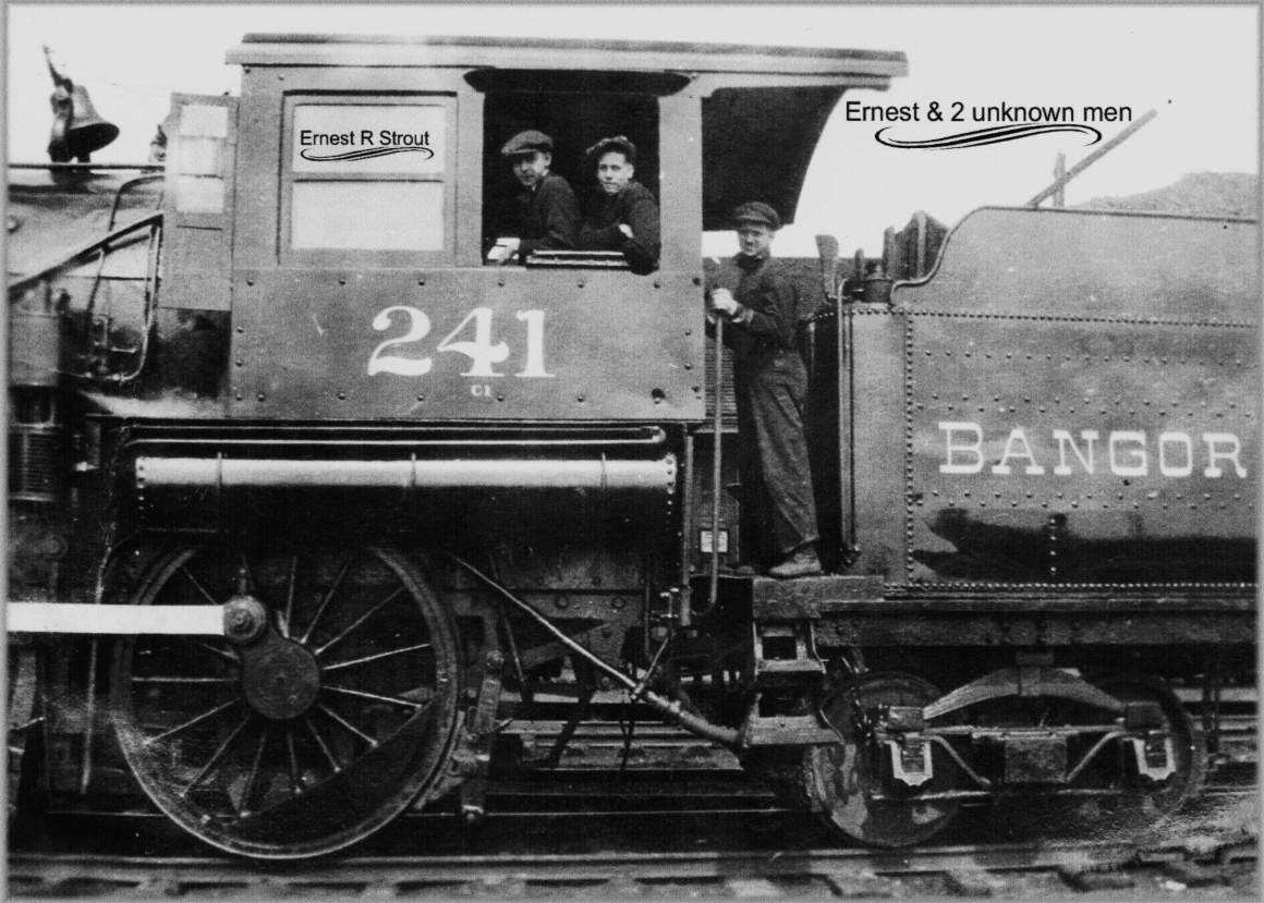Ernest R Strout (1898-1978) on Bangor & Aroostook Railroad Derby, Maine.png