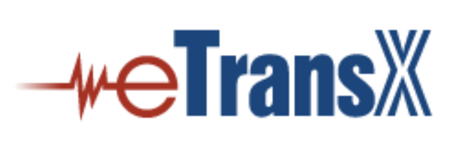 Logo for We TransX, with a heartbeat line and the company name in red and blue