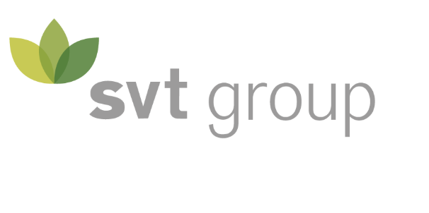 Logo of SVT Group with green leaf design and gray text.