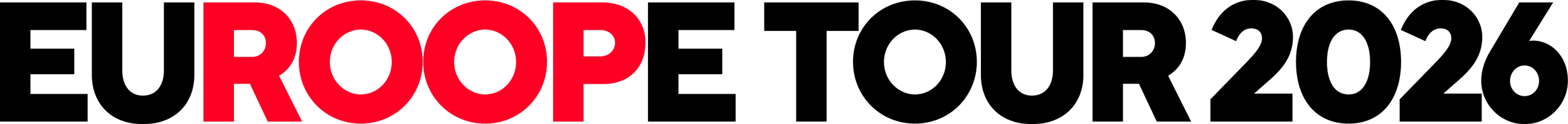 Text that reads 'EUROOPE TOUR 2026' in large black letters, except that ROOP is highlighted in red.