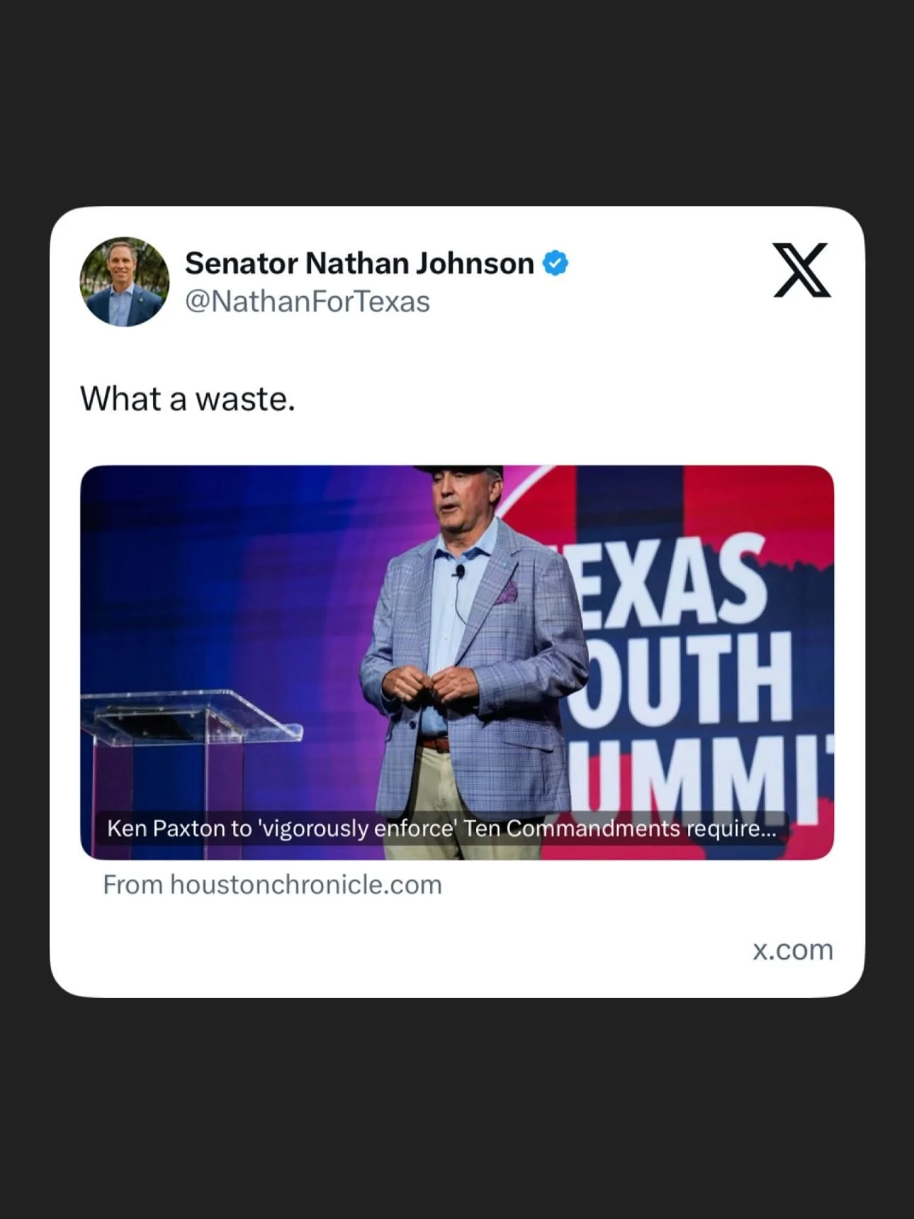 Instead of suing  the Trump administration for withholding around $700M of appropriated education funding from our public schools, Ken Paxton sends scary letters to school districts telling them to display the Ten Commandments in every classroom (pat