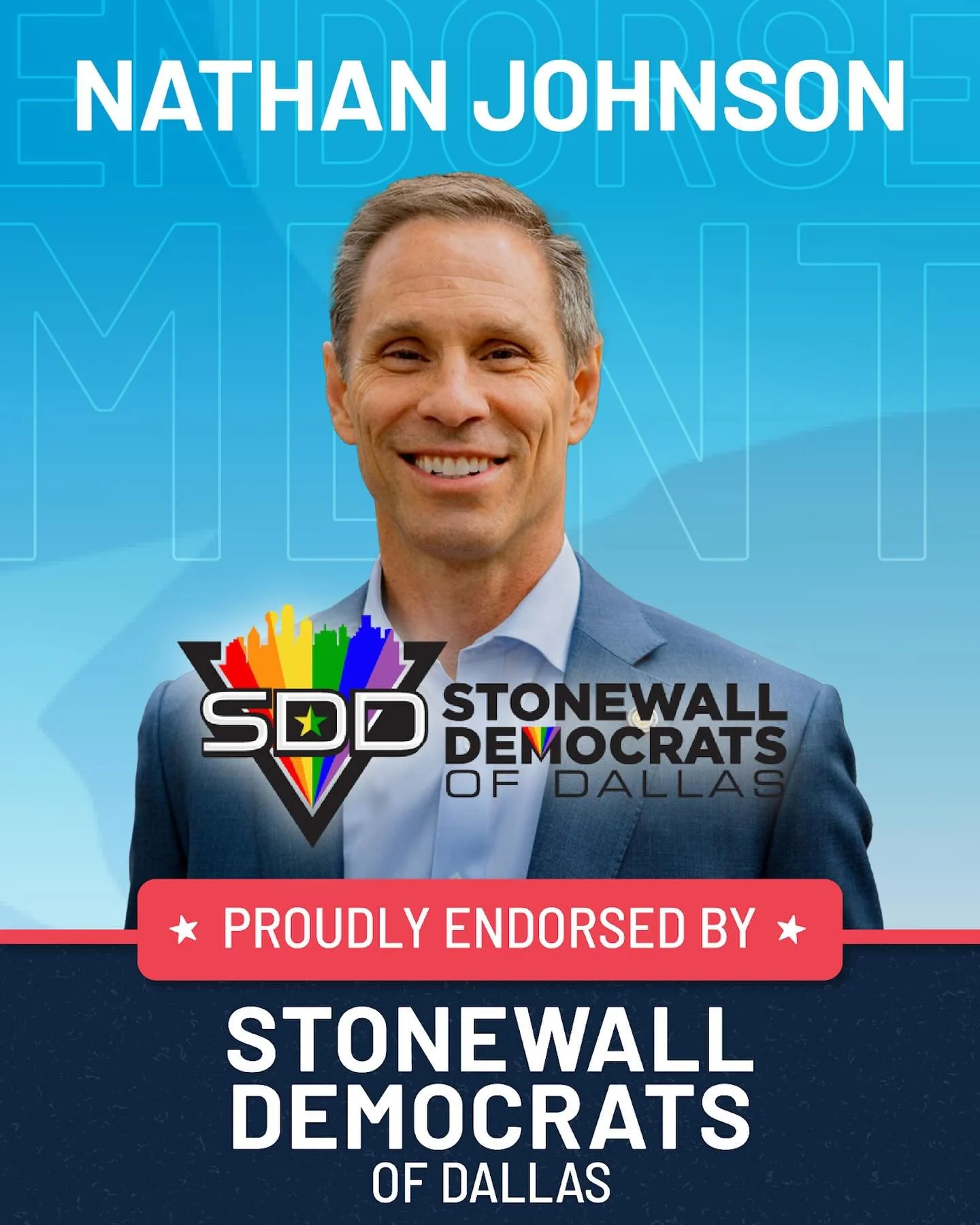 Honored to have earned the endorsement of @stonewalldallasdems. 

Their inspiring advocacy for LGBTQ+ Texans reminds all of us: Equality under the law means honoring the rights, dignity, and value of ALL people, all the time, in every way.

Come Nove