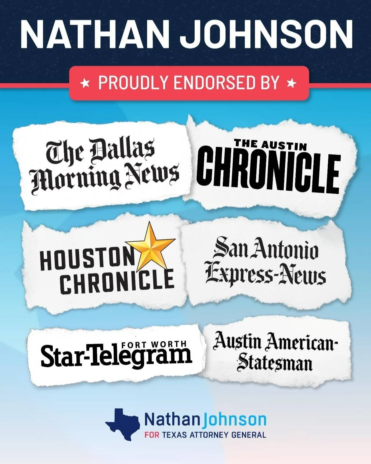 Texas editorial boards rarely agree on much.

But this year, every major newspaper in the state endorsed me in this Democratic primary for the office of Attorney General.

I'm grateful for their trust and ready to restore this office to its true purp