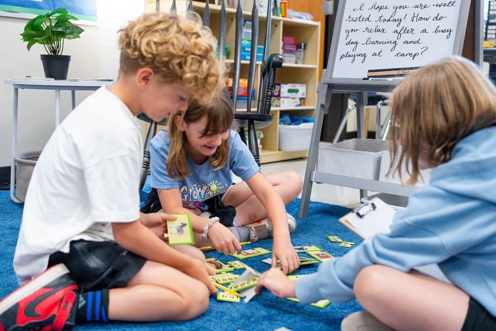 Students playing reading games