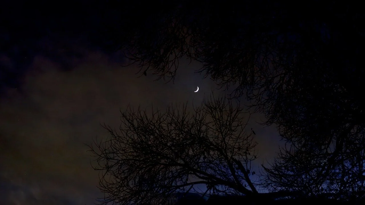 Waxing crescent moon over Santa Fe, NM tonight