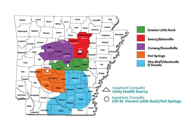Map of LifeTouch Health Palliative Care service area