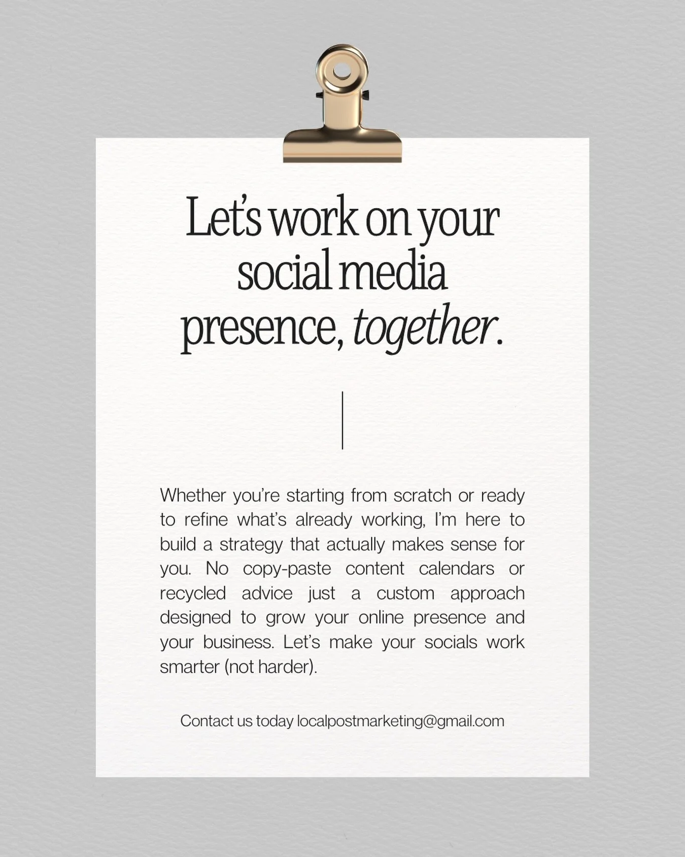 Your social media shouldn&rsquo;t feel overwhelming. It should feel intentional. Let&rsquo;s build a strategy that actually works for your business!