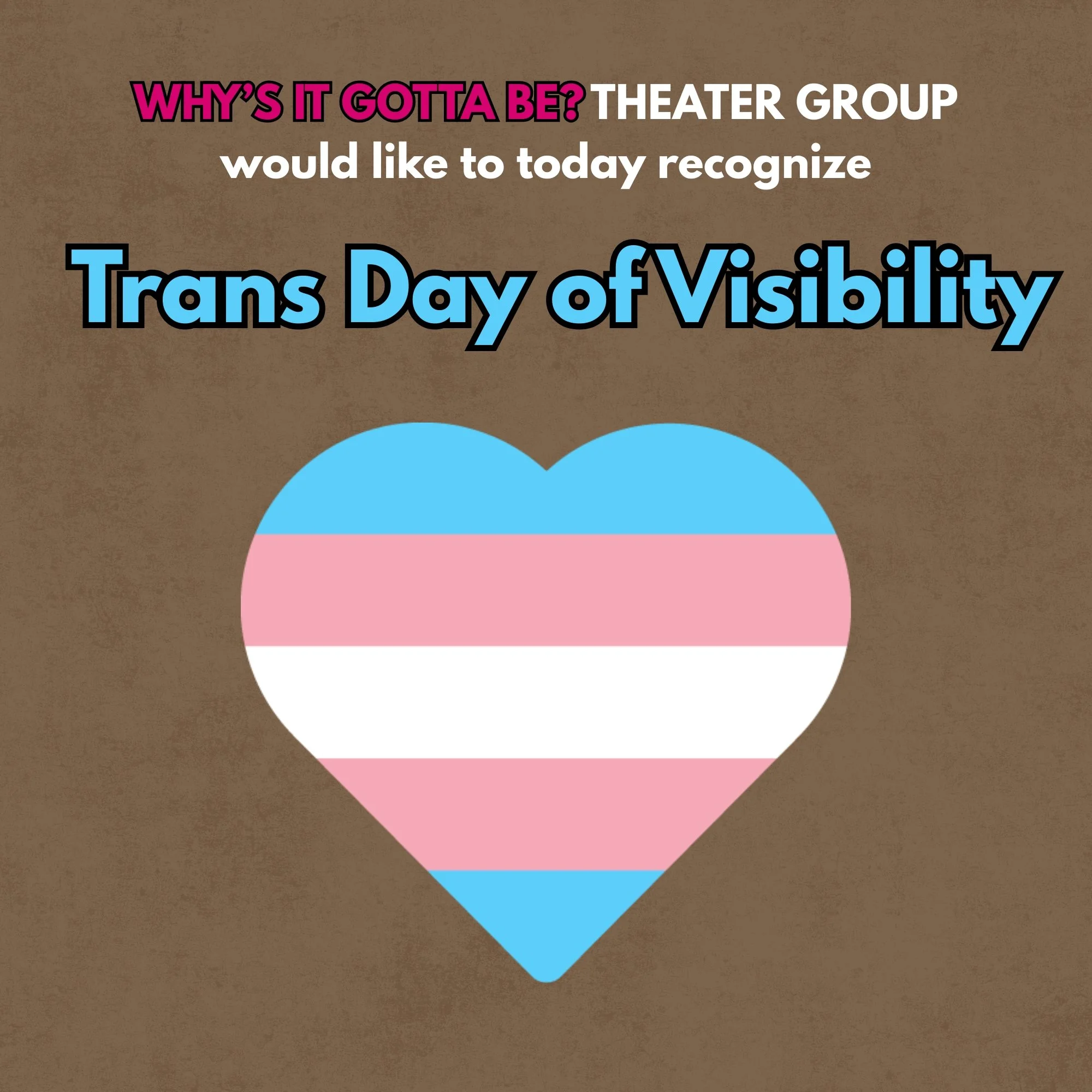 Today, WIGB would like to recognize (and celebrate) Trans Day of Visibility🏳️&zwj;⚧️

Trans and nonbinary voices have always existed and always will exist.

Our words can't say enough, but we want to make it clear: trans, nonbinary, and all other qu