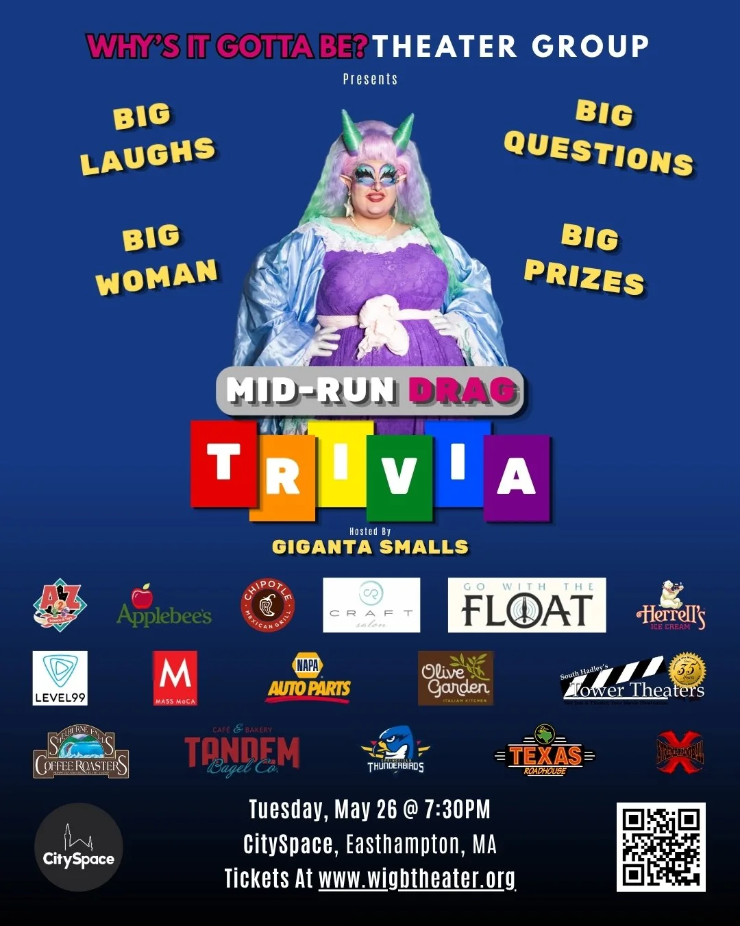 Are you going to trivia tomorrow? Cool, us too 🎲

Hosted by @gigantasmalls - New England&rsquo;s largest drag entertainer and the grand dame of geekery - swing by @cityspace413 with a team of up to 6 for some drag entertainment and to test your know