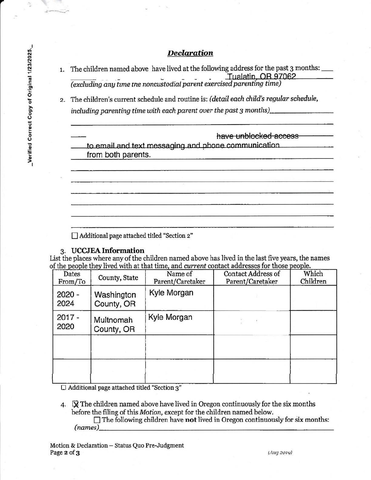 2025_Jan_21_Ex_Parte_Motion_For_Temporary_Protective_Status_Quo_Order_And_Declaration_Kyle_Morgan_24DR21829_Redacted_Page_2.png
