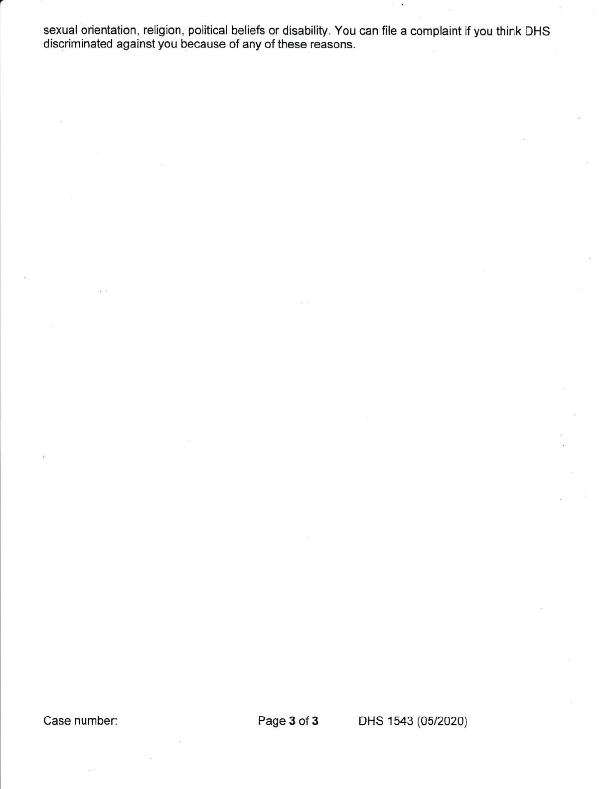 Third page of Kyle’s TA-DVS records containing program terms, responsibilities, and nondiscrimination provisions.