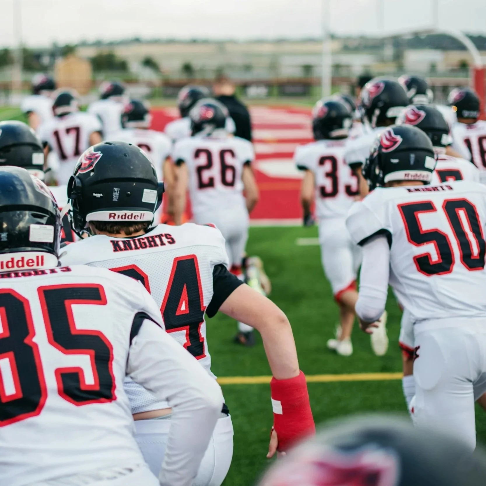 College football athletes preparing for competition
