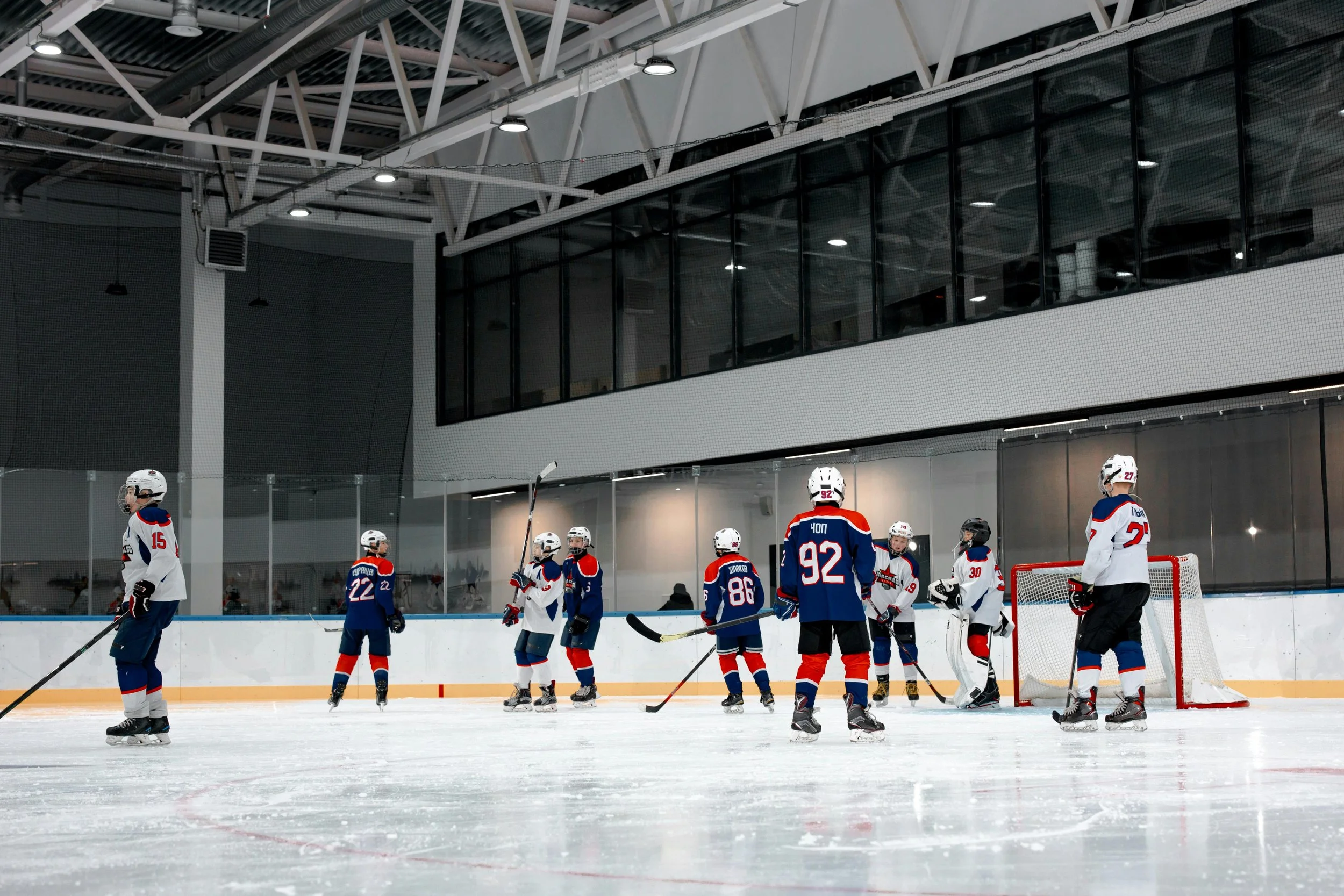 Junior hockey athletes competing on the ice
