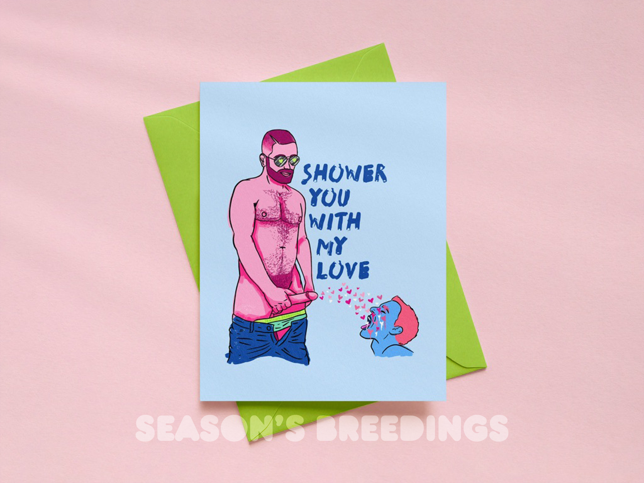 Shower you with my LOVE - GAY Greeting Card