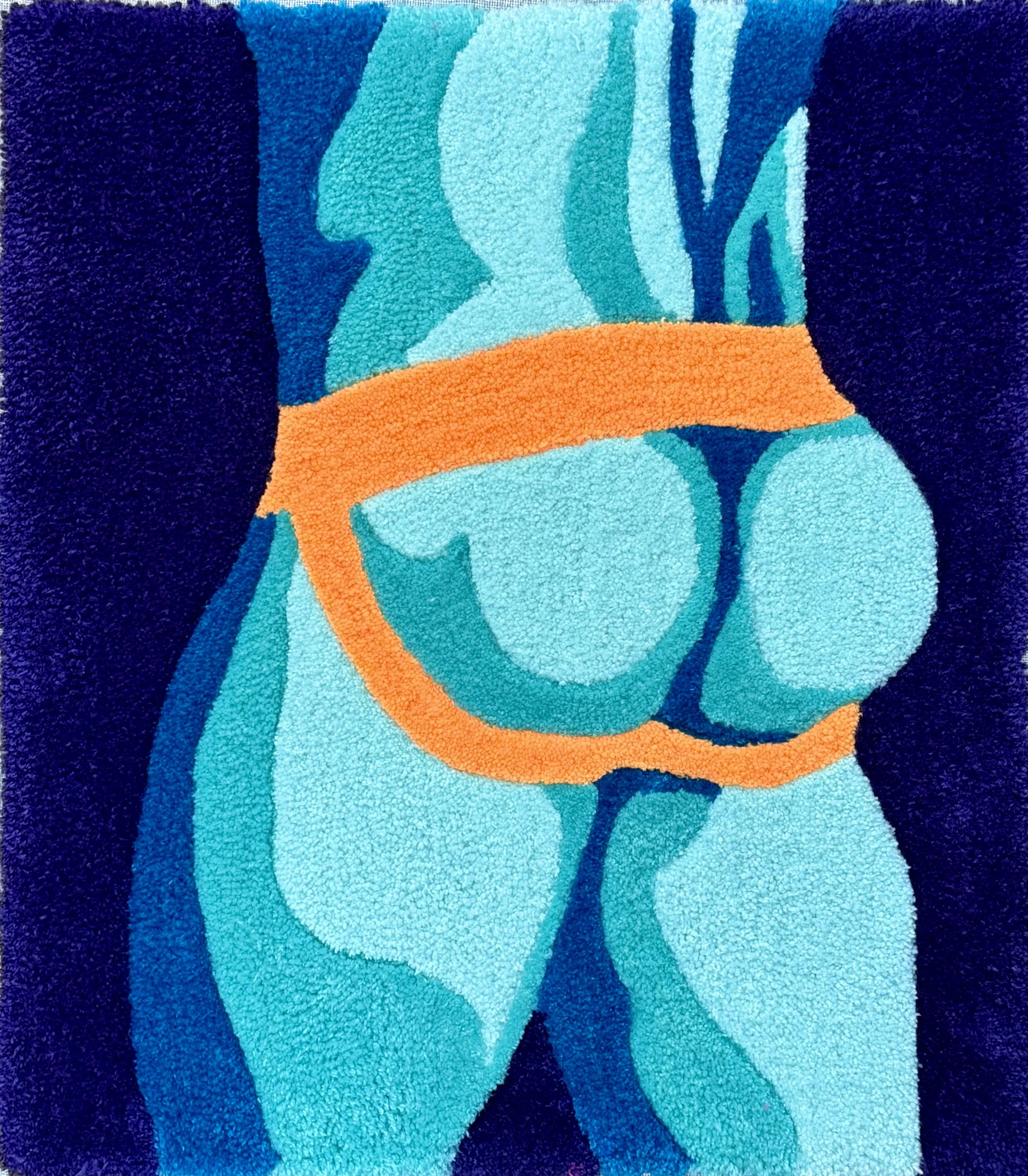 JOCK BUTT RUG  | light blue + teal + blue + neon orange