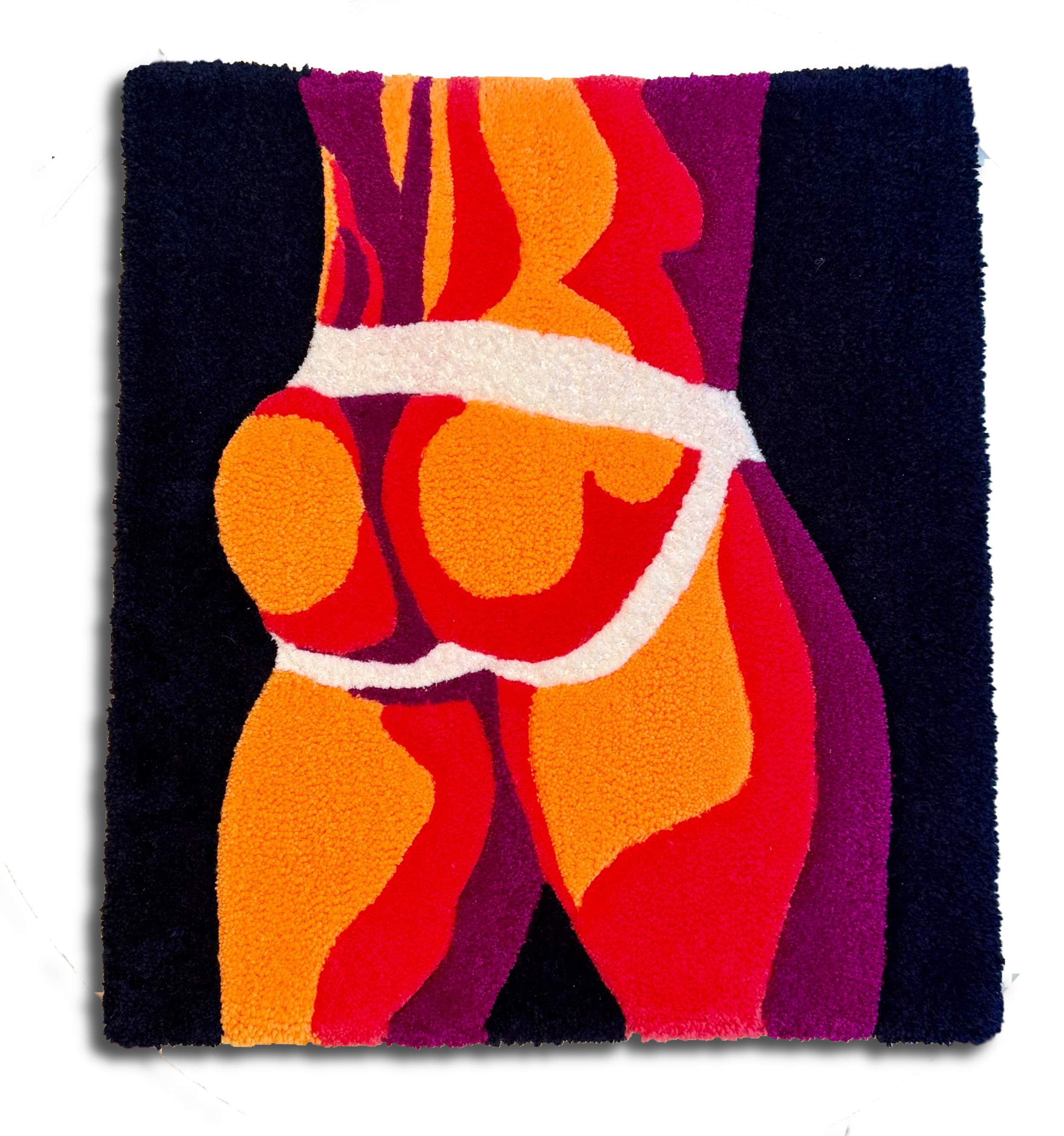 JOCK BUTT RUG  | Orange + Pink + Purple + Glow in the dark white