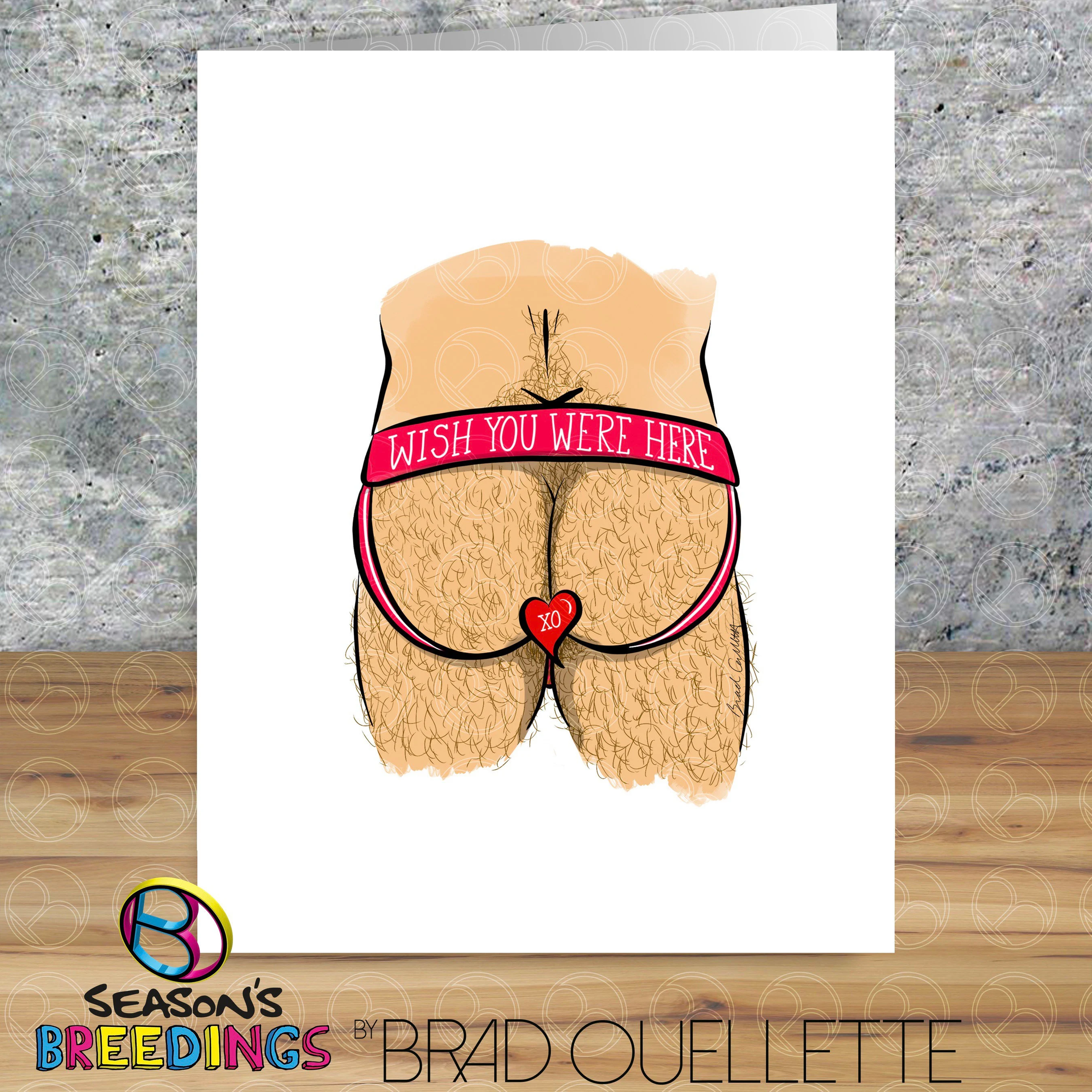 Wish You Were Here- Red Jock Strap - GAY Greeting Card