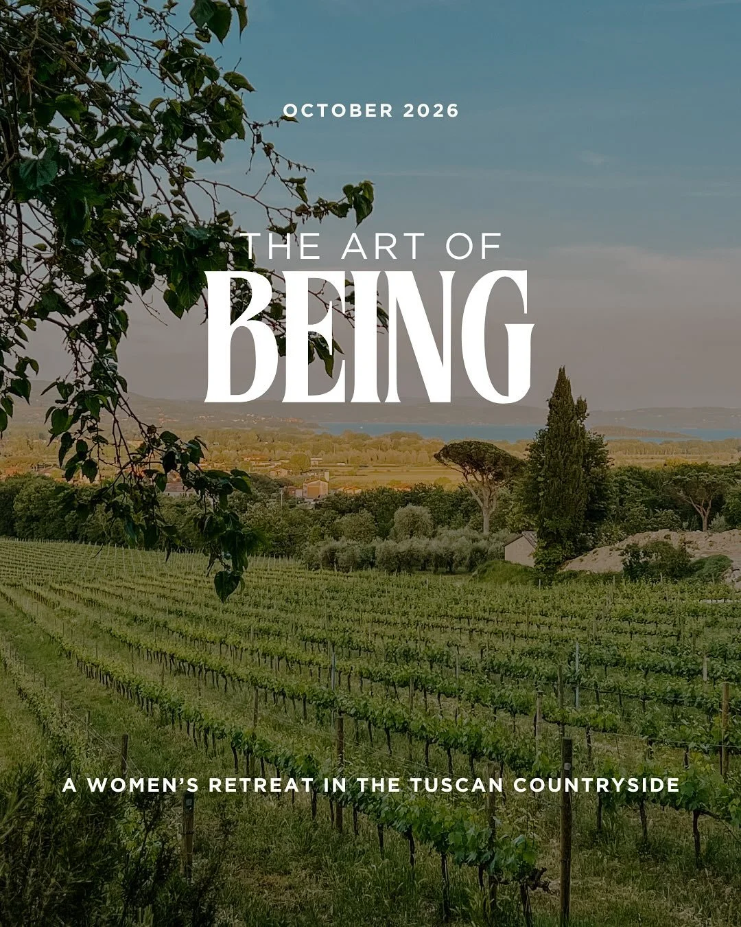 The Art of Being Retreat
October 11-17, 2026
Italy📍

Step into a portal to your most radiant and embodied self. 🦋

In this sacred container of sisterhood and Italian beauty, you&rsquo;ll explore charming Tuscan towns, mindfully move your body, and 