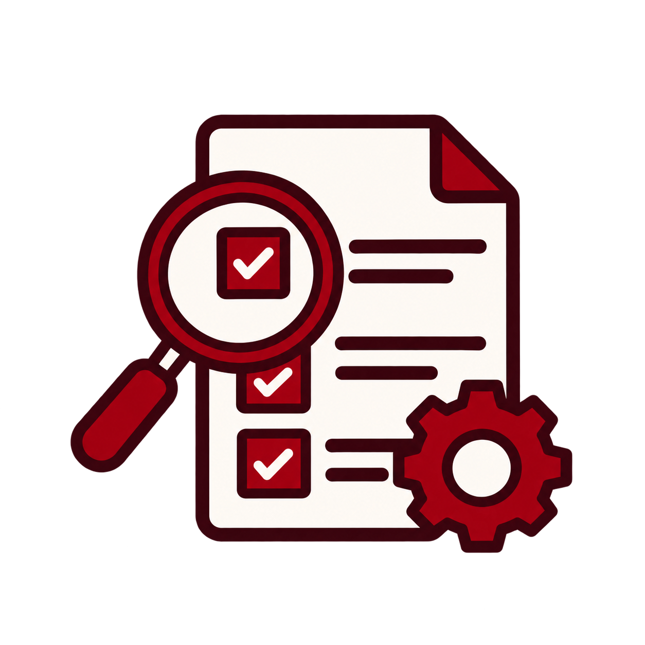 vector icon of form magnifying glass and gear