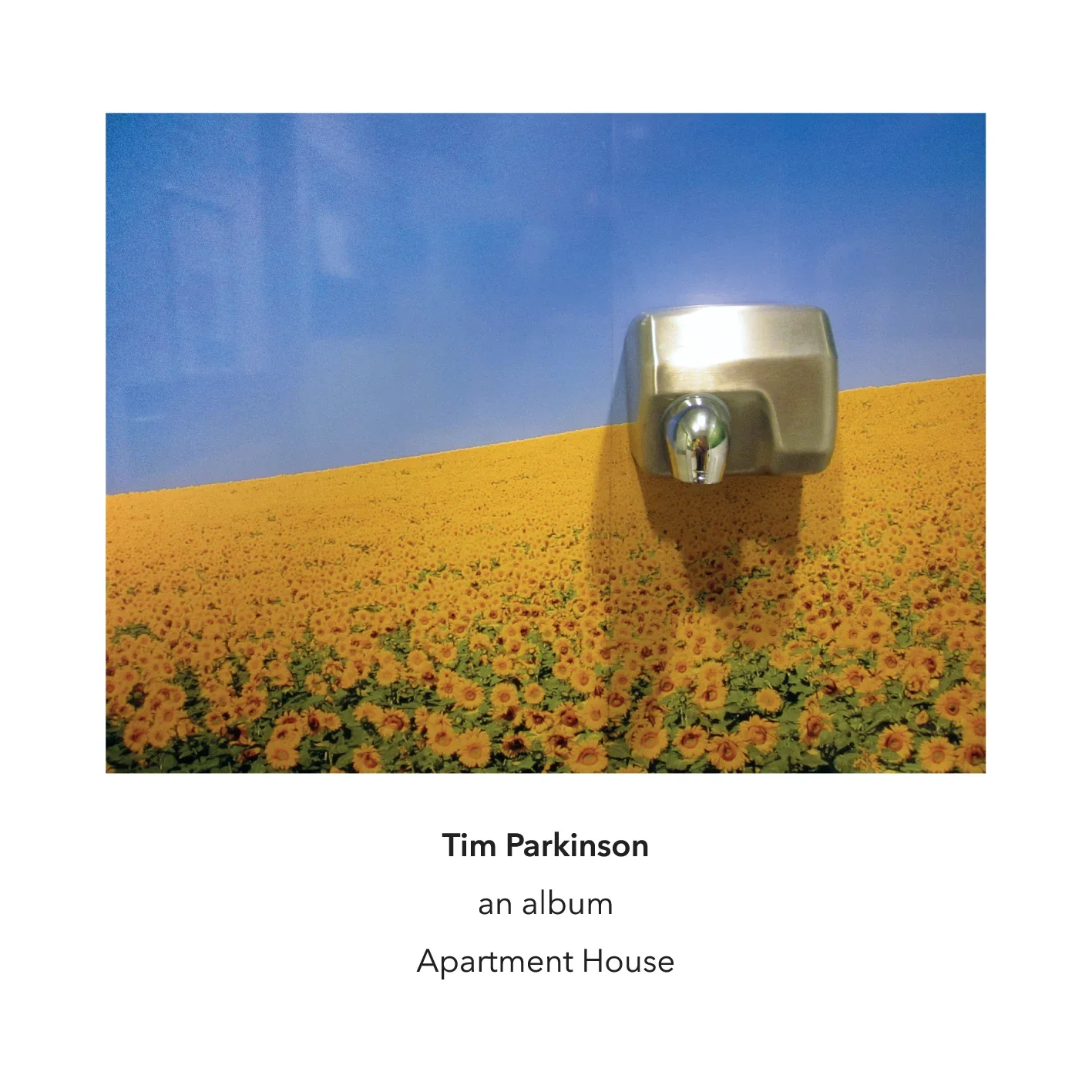 Album cover featuring a blue sky and a yellow flower field with an air vent fixture casting a shadow.