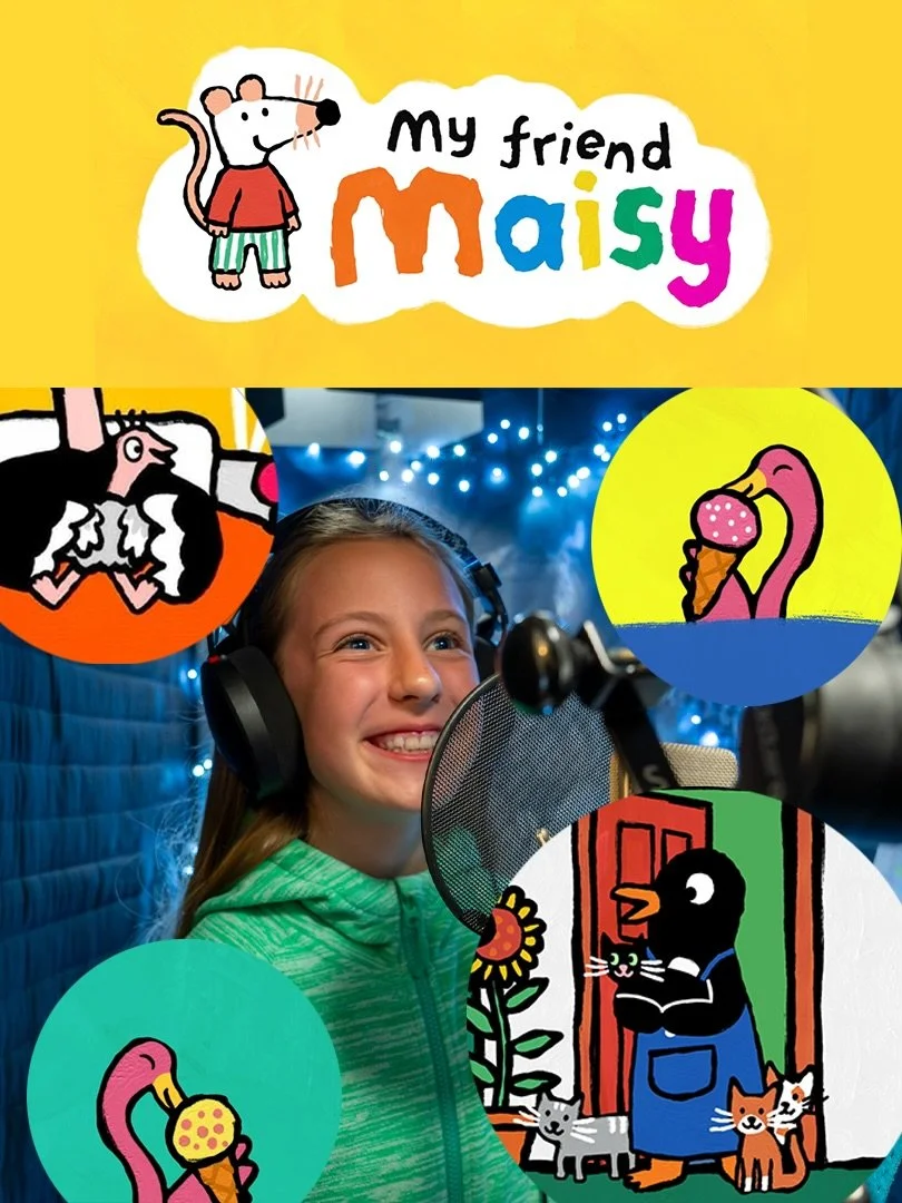 Celebrating an exciting voice acting adventure for Jamie &ndash; Eagle Eyed Girl 🎙️✨
Jamie is proud to be part of the brand-new animated preschool series My Friend Maisy, playing the voices of Kiki the Penguin, the flamingos Zak and Zakia, and Baby 