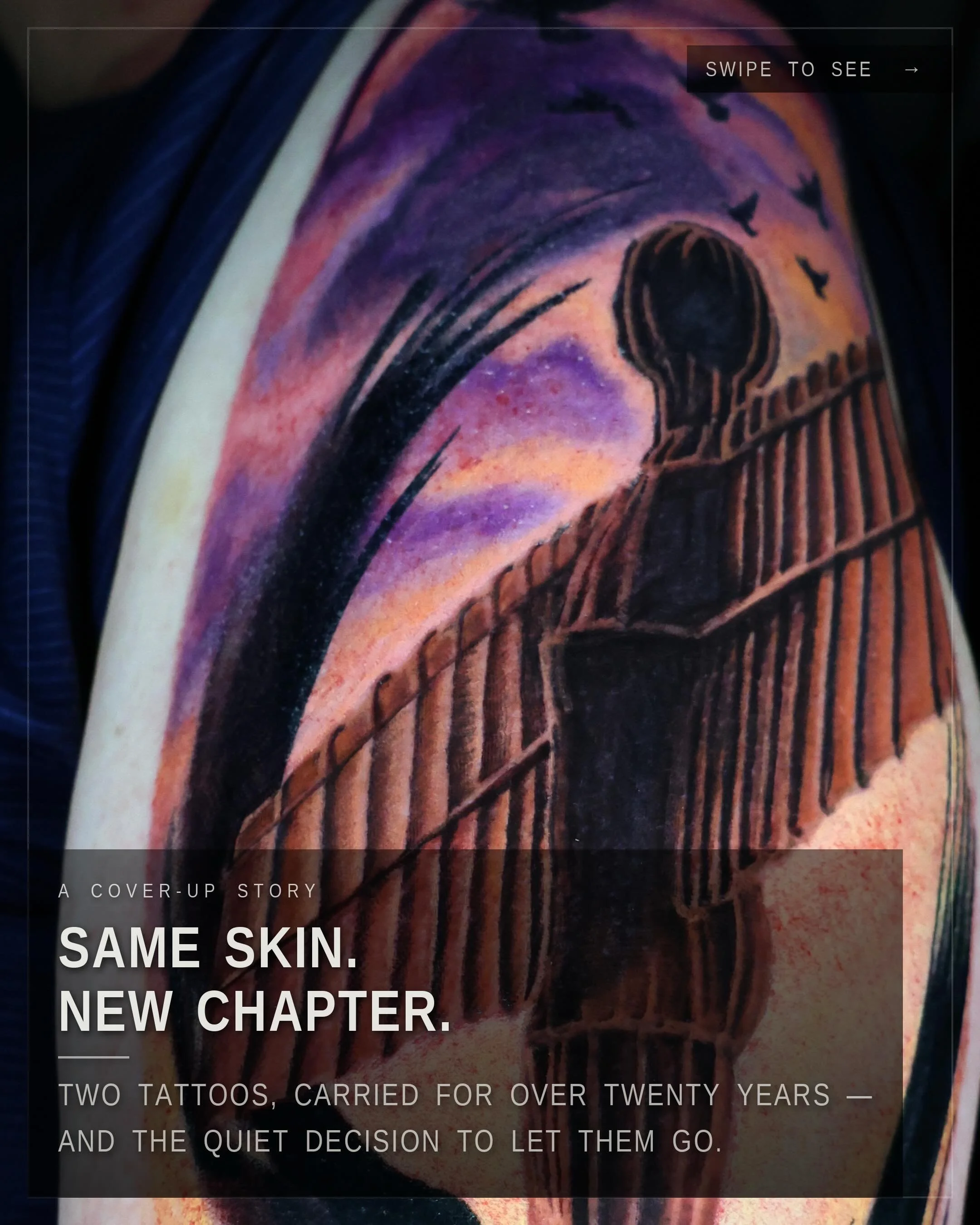 Some tattoos mark a moment in time. And sometimes, life moves on.

When @hubballandrew first approached me he wasn&rsquo;t sure I&rsquo;d take it on &mdash; he didn&rsquo;t know if I worked on cover-ups or stuck to custom characters. What he did know