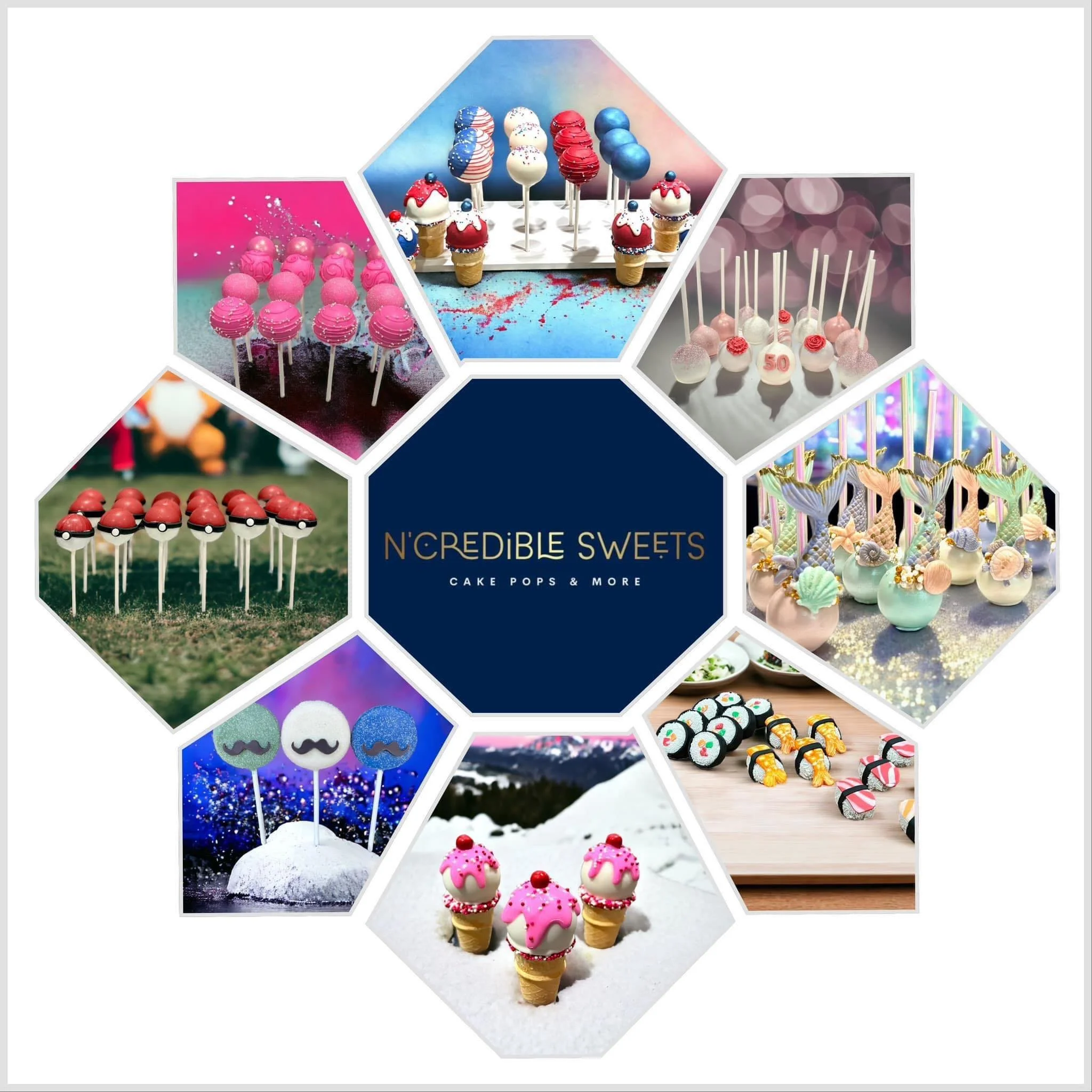 N'Credible Sweets:
One dozen basic cake pops with edible images