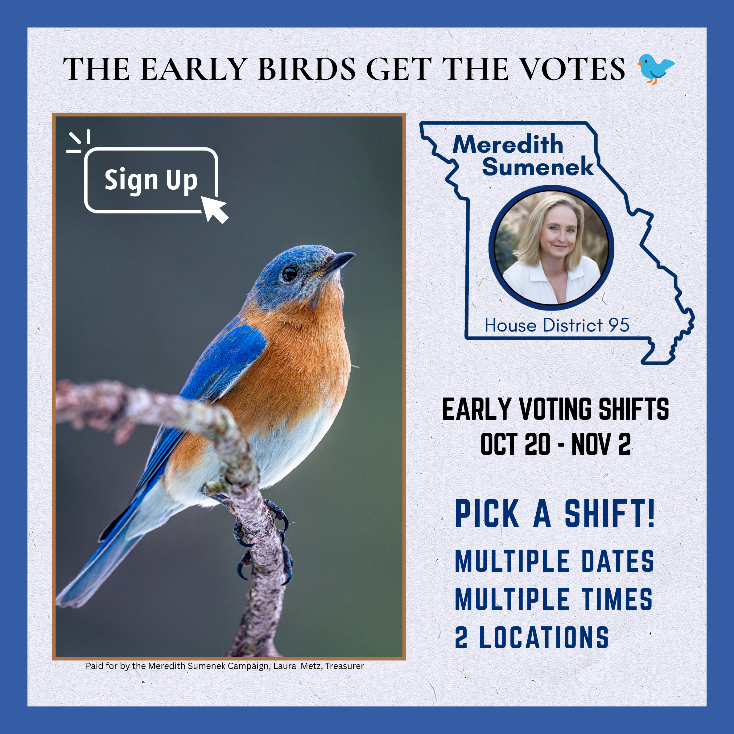Volunteer for Meredith at Early Voting Locations