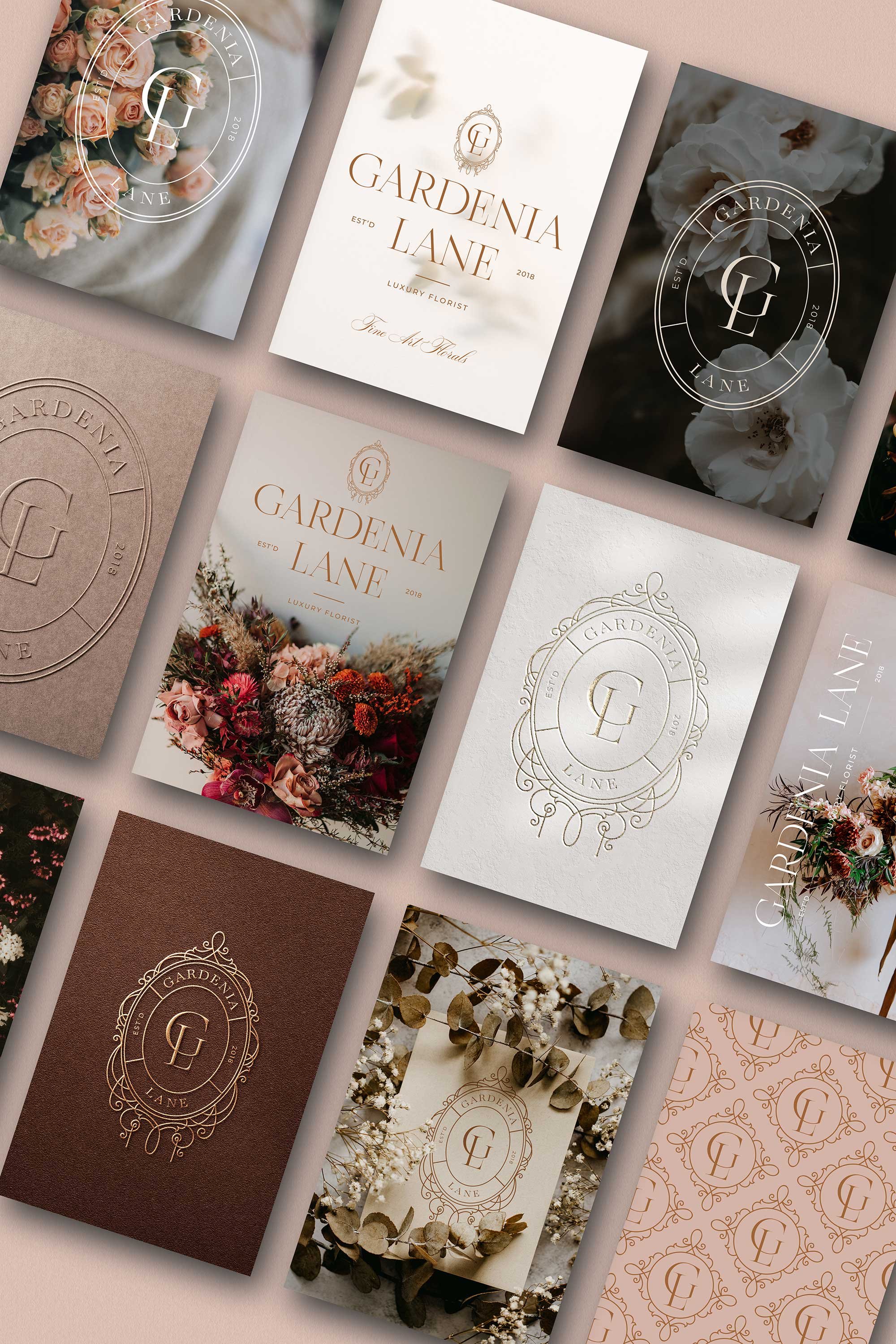 Brand presentation moodboard featuring a hand illustrated logo design