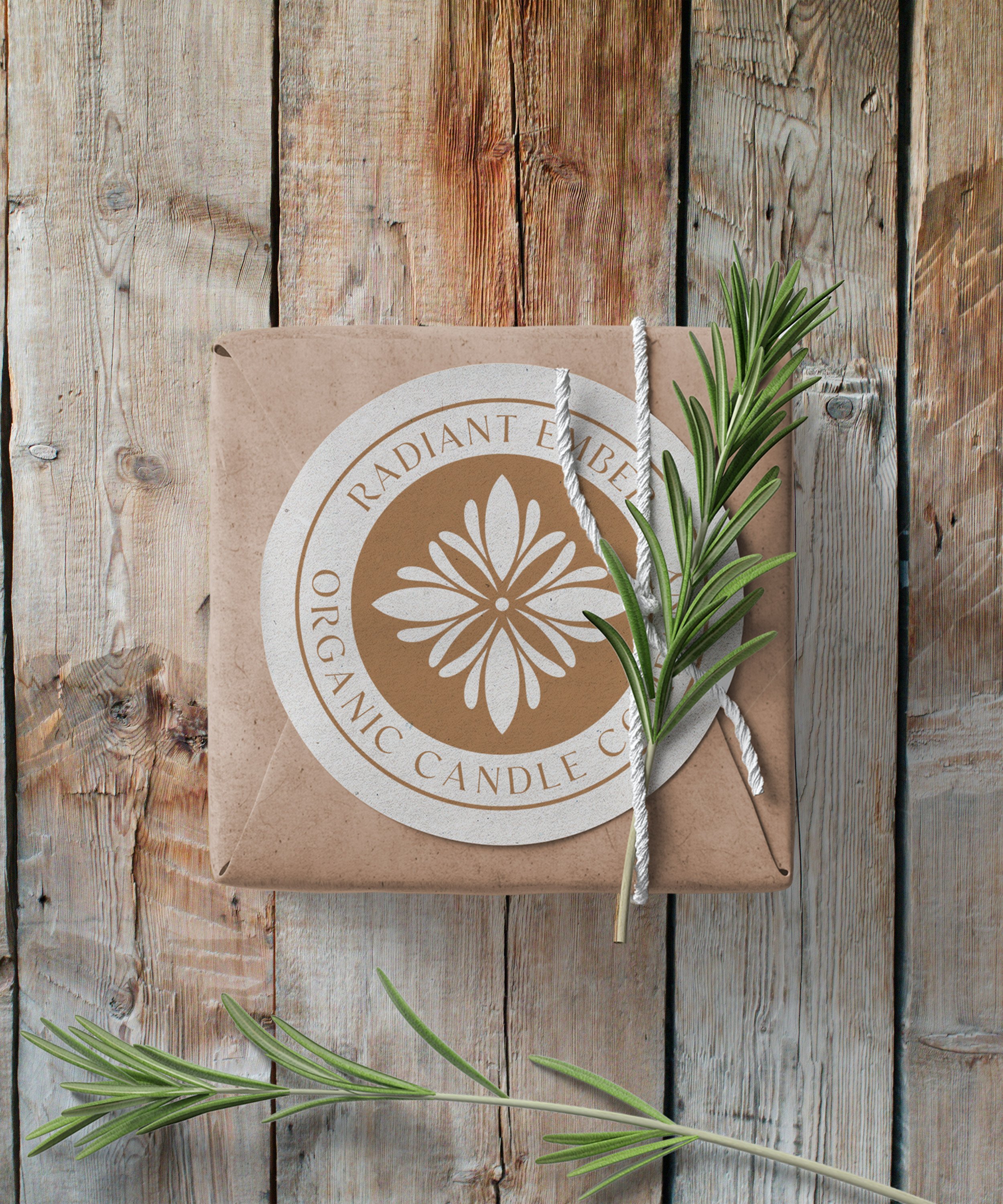 stylized floral logo design for packaging and stickers