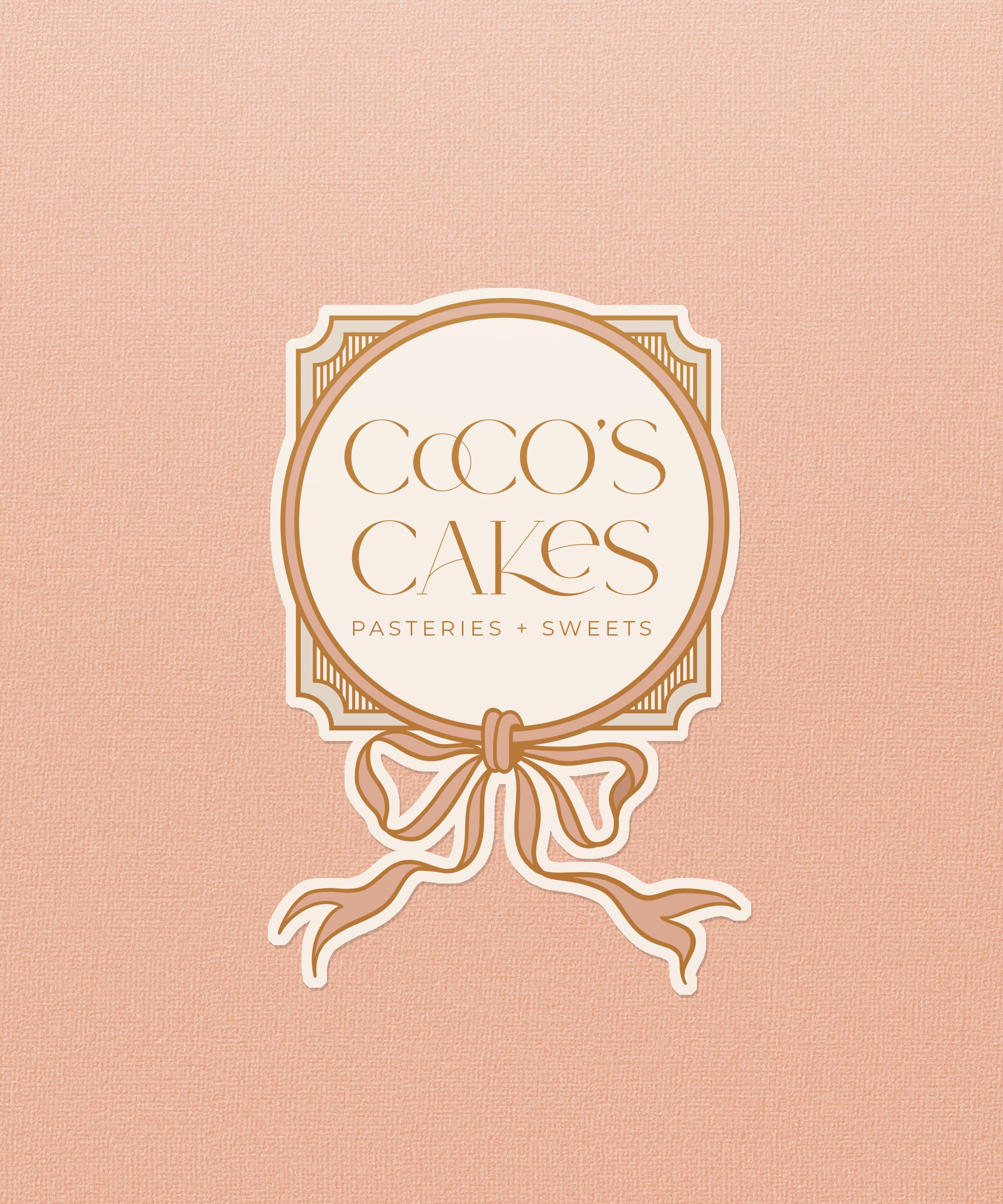 retro frame and ribbon bow logo branding design