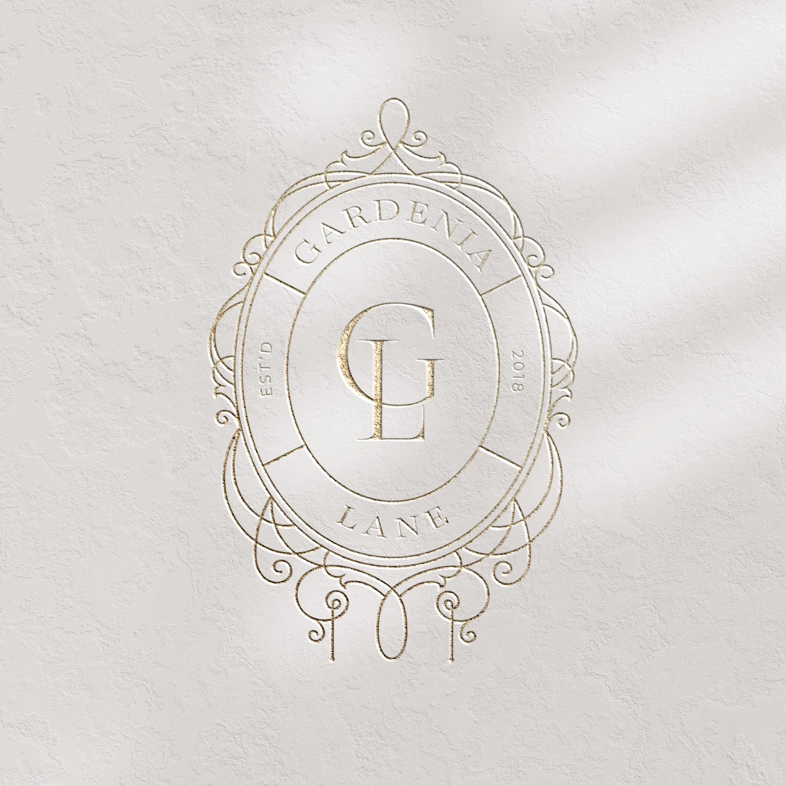 Ornate gold frame logo branding monogram submark