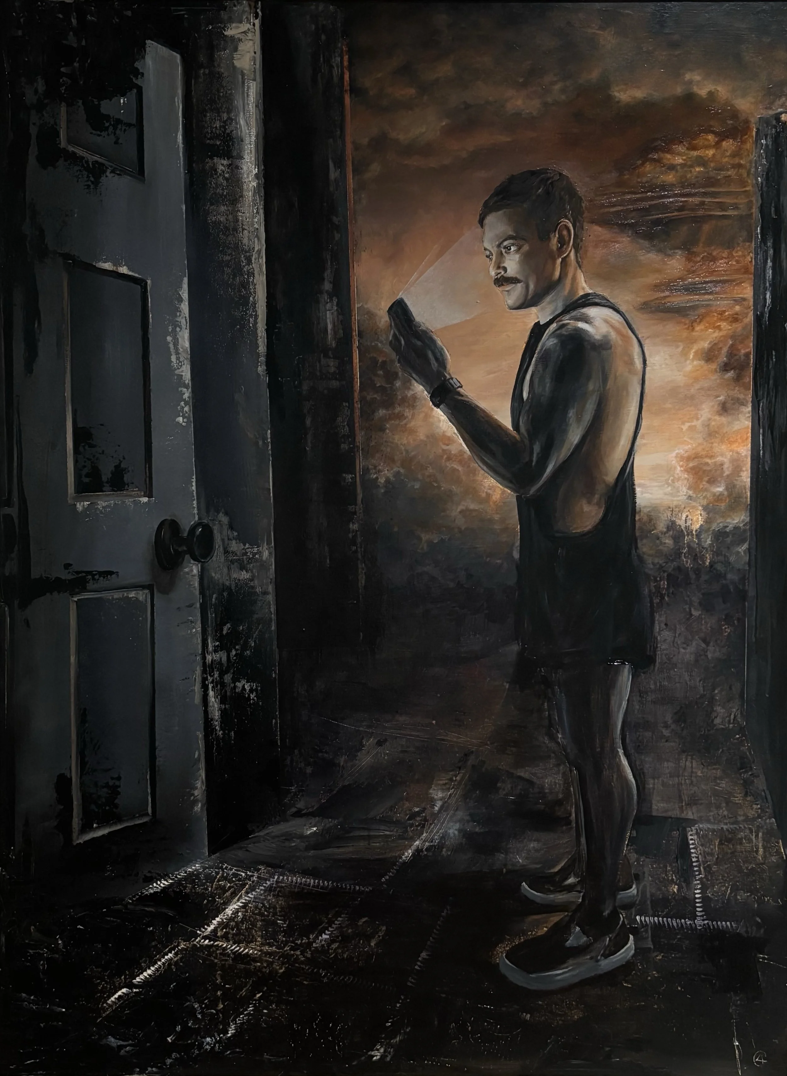 "Doom Scrolling" Acrylic on Canvas, 46x60"