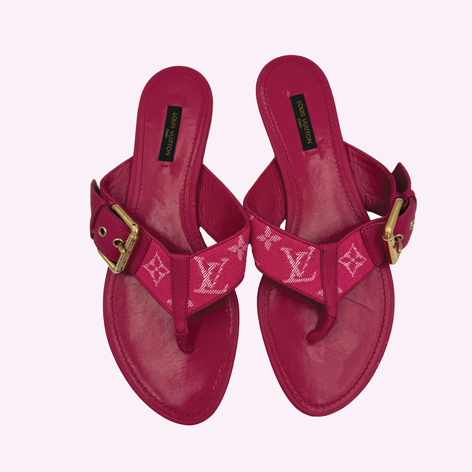 Louis Vuitton Pink Denim Sandals 39 EU