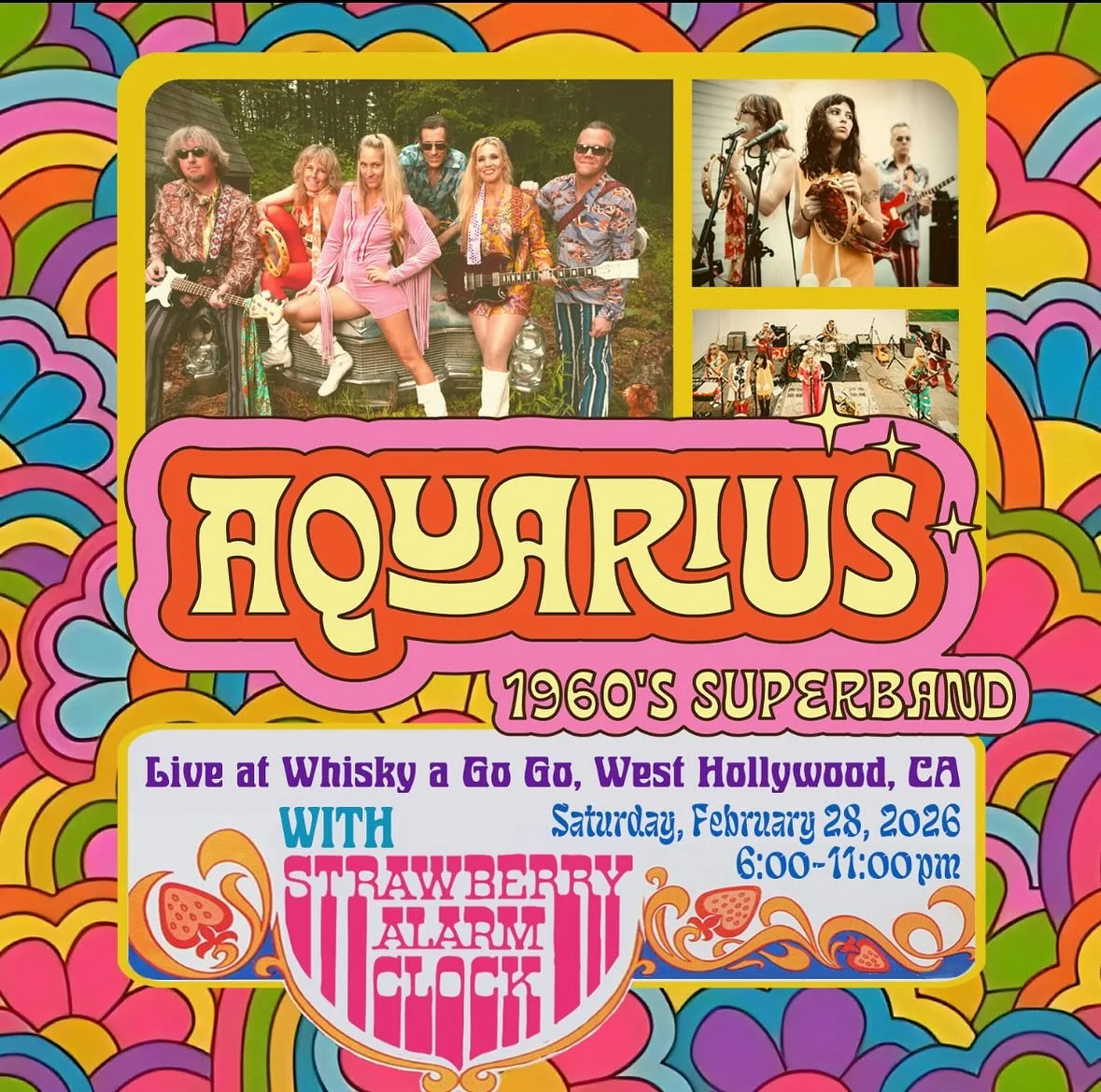 Aquarius is thrilled to announce our upcoming show at the legendary Whisky a Go Go in Hollywood! 🎸🤘We&rsquo;ll be sharing the stage with some incredible bands &mdash; including the original 60s psychedelic legends, Strawberry Alarm Clock! 🍓
It&rsq
