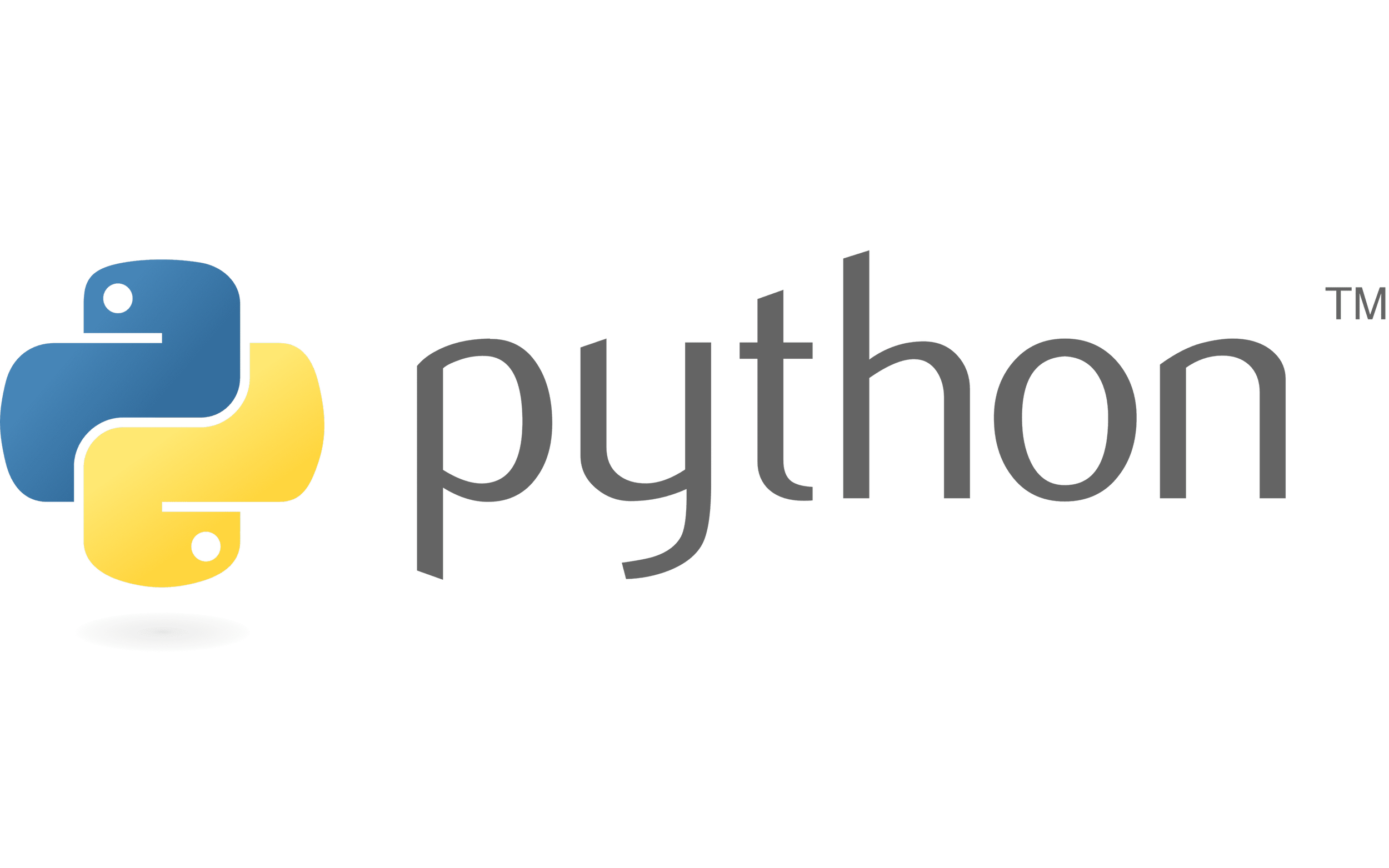 Python programming language logo with a stylized blue and yellow snake icon and the word 'python' in lowercase letters