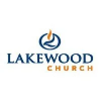 Logo of Lakewood Church featuring a stylized flame above a rising sun, with the words "Lakewood" in blue and "Church" in orange.