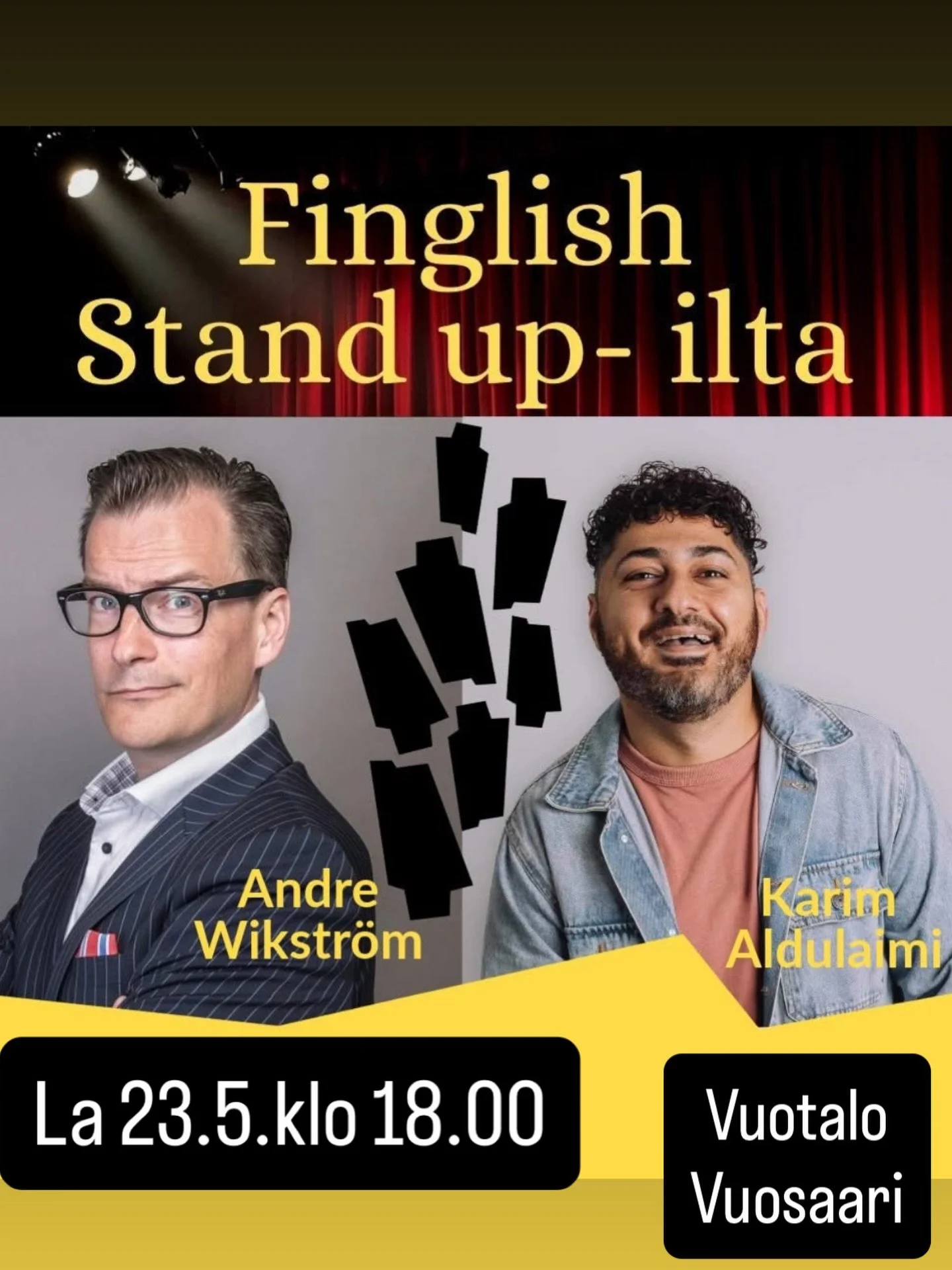 Finglish Stand Up -ilta saapuu Vuosaareen! 

Luvassa ilta t&auml;ynn&auml; naurua, oivaltavaa huumoria ja parasta Finglish-meininki&auml;! 😄
Tule viett&auml;m&auml;&auml;n hauska lauantai-ilta yst&auml;vien kanssa ja nauti stand upista, jossa suomal