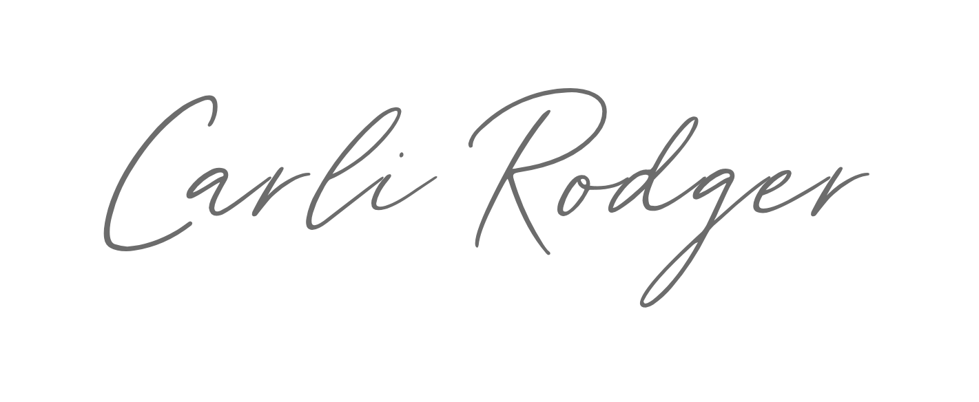 The name 'Carli Rodger' written in elegant, cursive font on a white background.