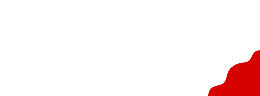 Image with a white background and a red and black design element in the bottom right corner.