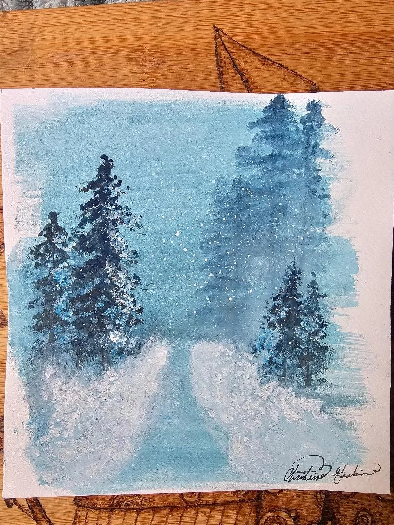 ''WINTER'S WALK'' Original Gouache on paper